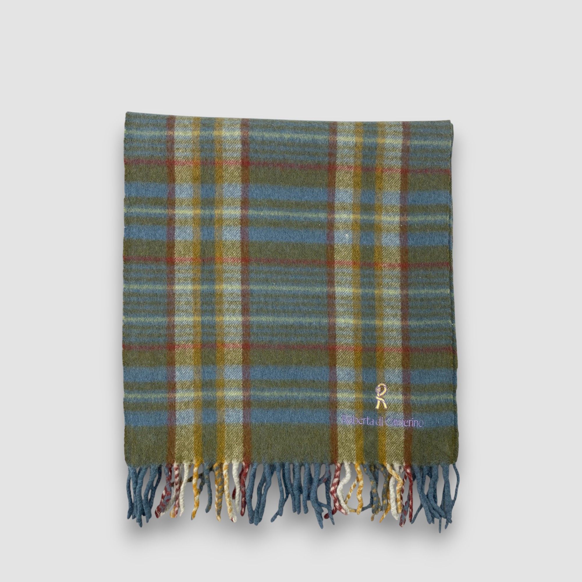 Roberta di Camerino Vintage Roberta di Camerino Scarf Muffler Wool Plaid Scarves Size ONE SIZE - 3 Thumbnail