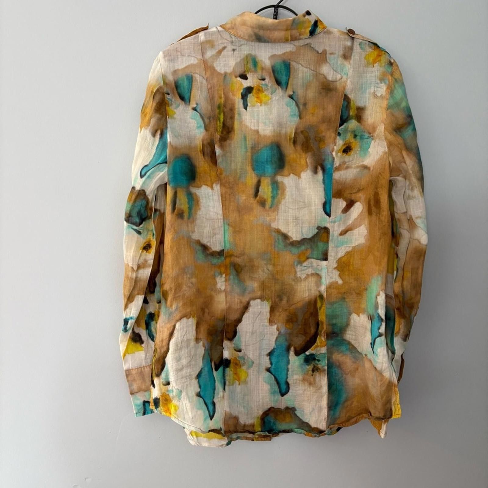 Designer Luisa Cerano Woman’s sz 8 Abstract Rami Blouse Size M / US 6-8 / IT 42-44 - 5 Thumbnail
