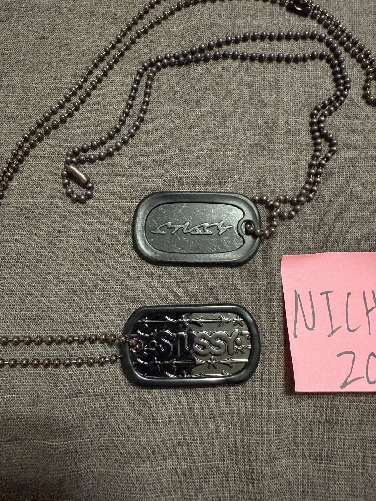 Stussy TWO RARE VINTAGE STUSSY DOG TAG NECKLACES, VINTAGE, BLACK Size ONE SIZE - 2 Thumbnail