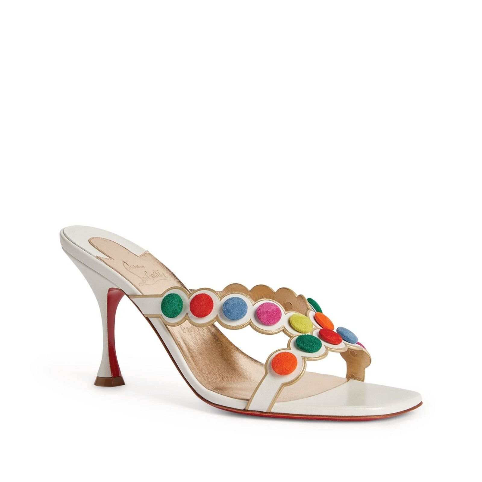 Christian Louboutin Smarta 85 White Multi Backless Mule Sandal Heel Pump 38.5 Size US 8.5 / IT 38.5 - 5 Thumbnail