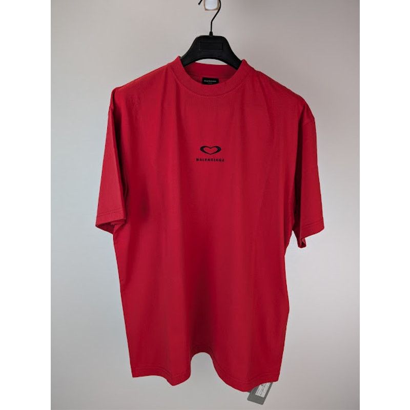 Balenciaga o1rshd1 Sweetheart Dry Jersey Medium Fit T-Shirt in Red Size US L / EU 52-54 / 3 - 9 Thumbnail
