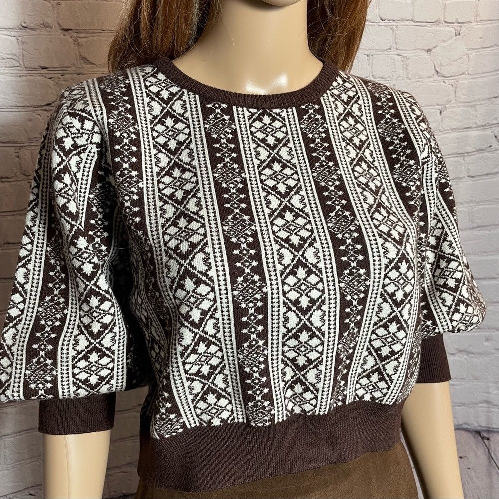 Other NWT New $165 Le Civique Knit 3/4 Puff Sleeve Brown Sweater Size M / US 6-8 / IT 42-44 - 6 Thumbnail