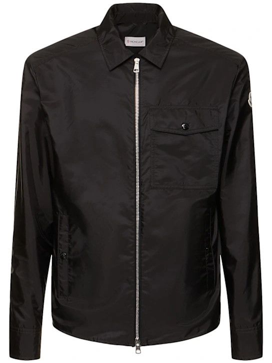 Moncler o1lsvrm0425 Logo Nylon Zip-Up Shirt Jacket in Black Size US S / EU 44-46 / 1 - 1 Thumbnail