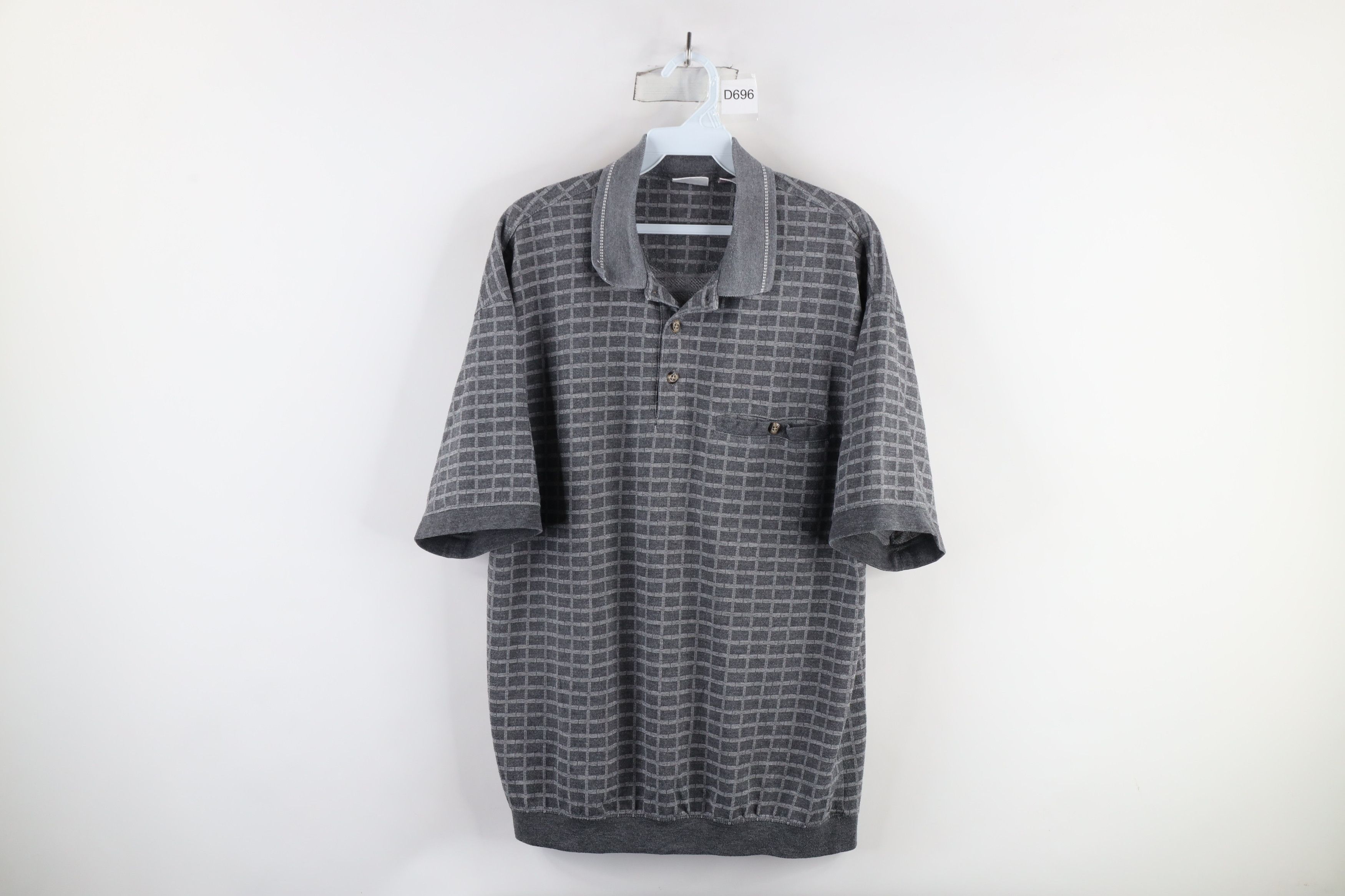 Vintage Vintage 90s Streetwear Checkered Pullover Polo Shirt Gray Size US M / EU 48-50 / 2 - 1 Thumbnail