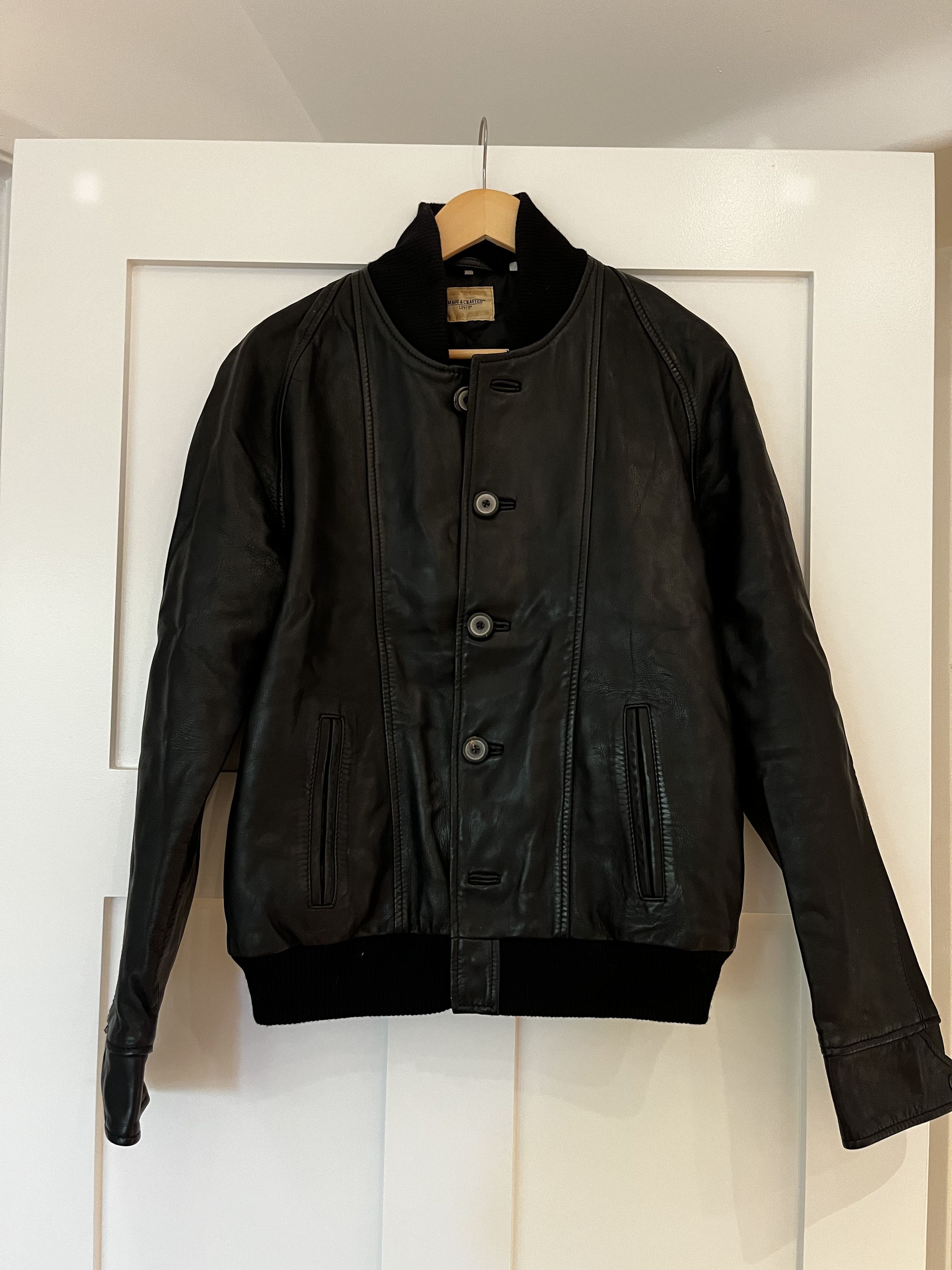 image of Levis Made Crafted Leather Bomber in Black, Men's (Size Small)