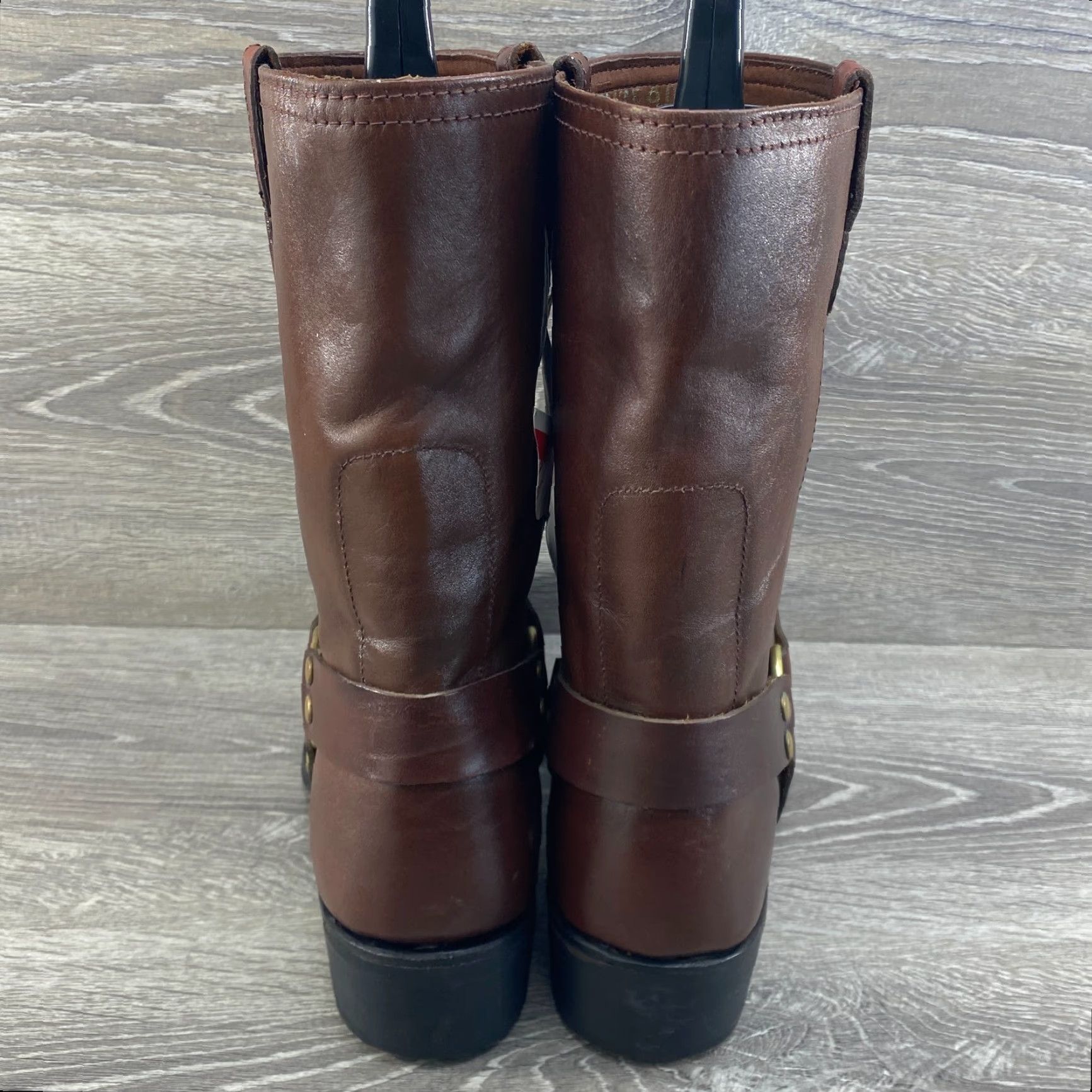 Vintage VINTAGE Texas Steer Mens 9 D Brown Leather Square Toe Harness Biker Boots Size US 9 / EU 42 - 6 Thumbnail