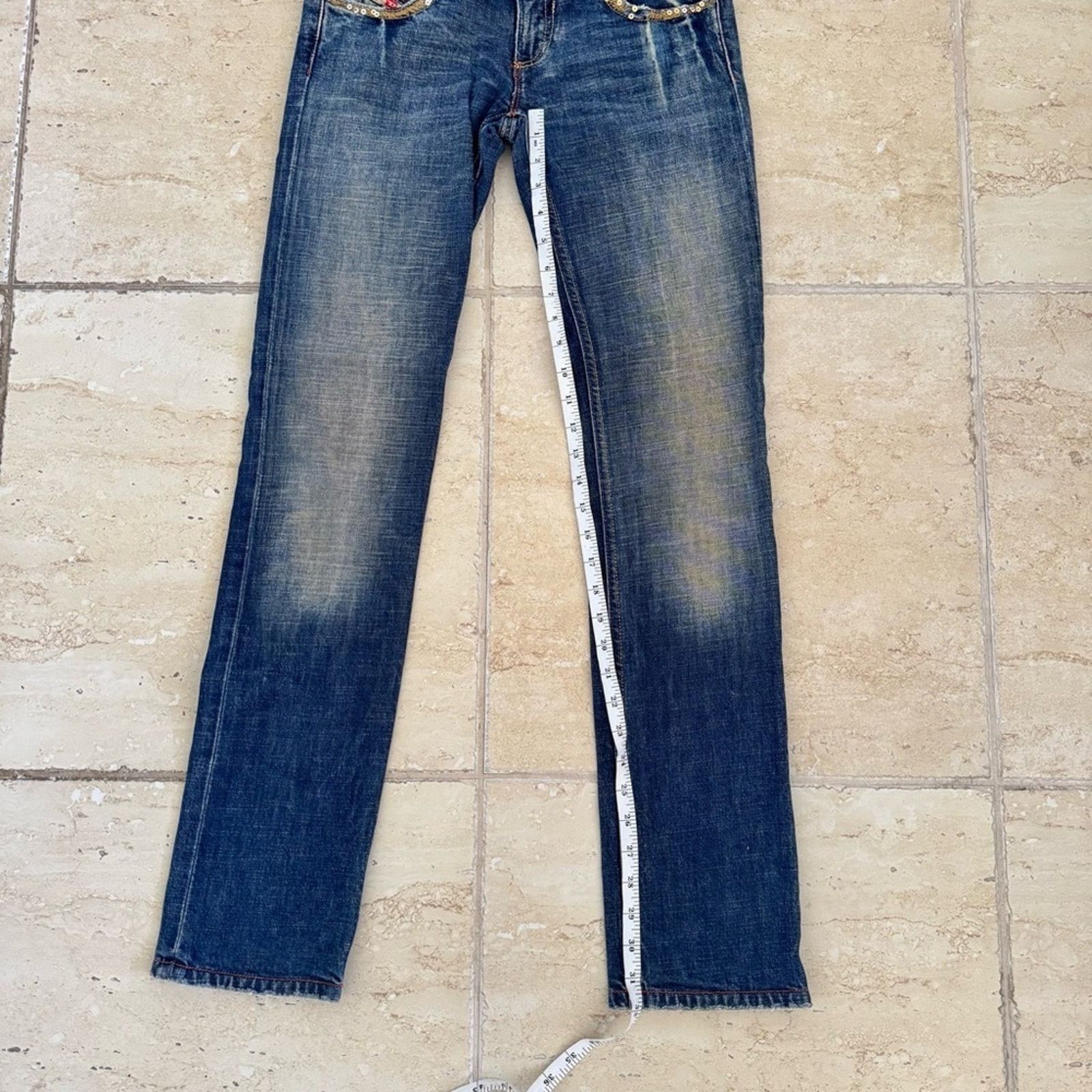 Diesel Diesel Lowky Jeans, Sequined Back Pockets, Size 26/32 Size 26" / US 2 / IT 38 - 8 Thumbnail