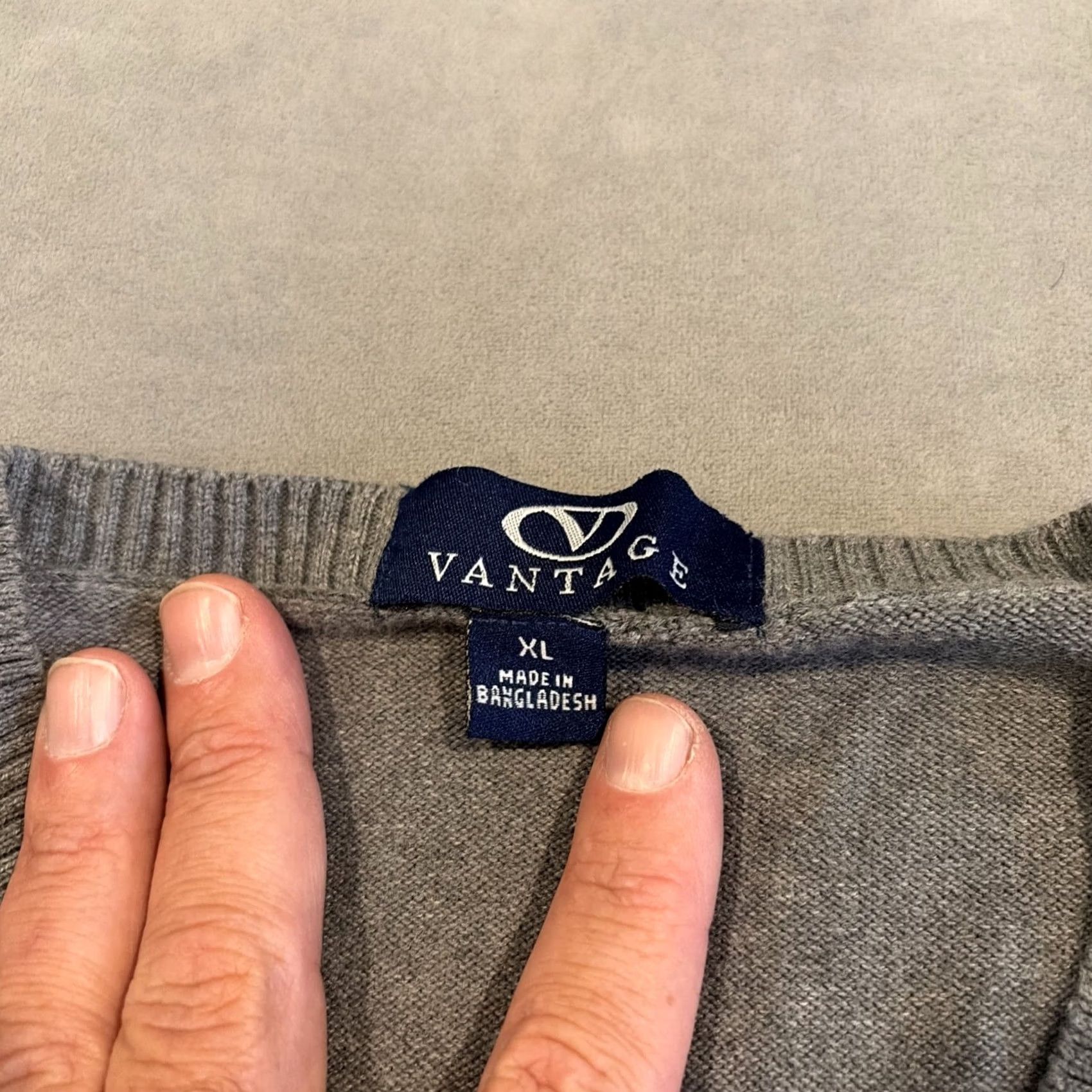 Vintage Vantage Sweater Mens XL Gray Awesome LEHIGH UNIVERSITY Neck Cotton Blend Men Size US XL / EU 56 / 4 - 3 Thumbnail