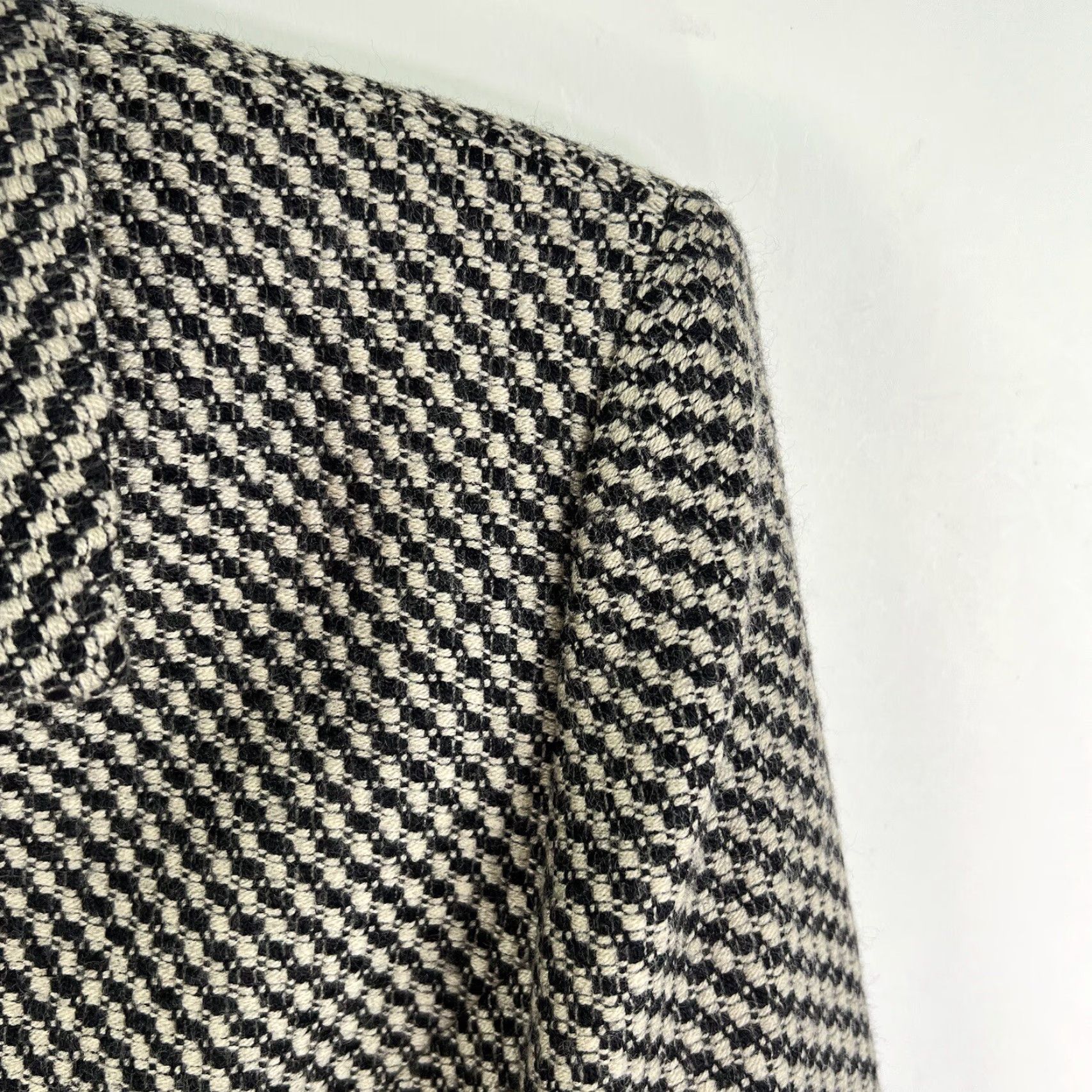 Ann Taylor VINTAGE Ann Taylor Blazer Women SZ12 Wool Argyle Diamond Black Career Jacket 90s Size XL / US 12-14 / IT 48-50 - 2 Thumbnail