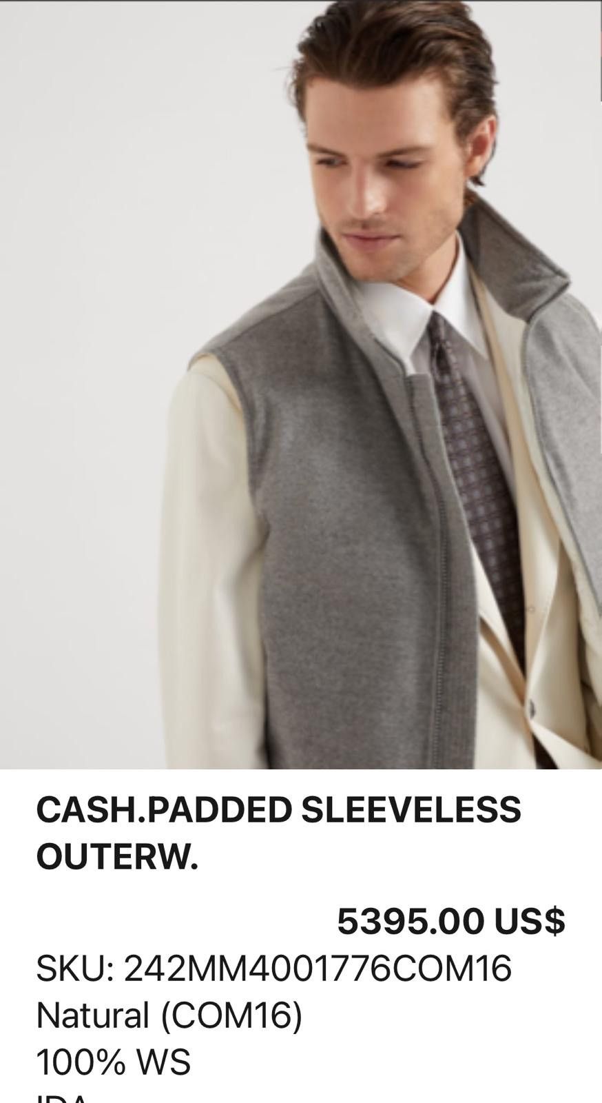 Brunello Cucinelli o1w1db10226 Cashmere Vest in Light Grey Size US M / EU 48-50 / 2 - 5 Thumbnail
