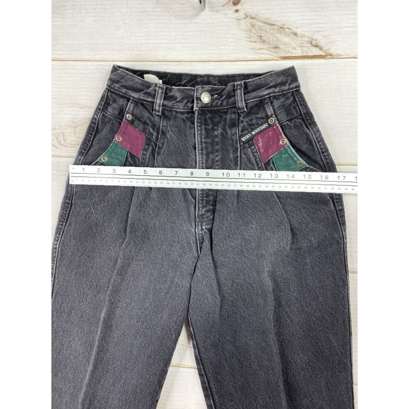 Vintage VINTAGE Rockies Jeans 27/5 Black Charcoal Western Leather Detail USA Made 90s Denim Jeans Womens Regular 27/5 Black Western 90s Rockies Jeans Size 27" / US 4 / IT 40 - 6 Thumbnail