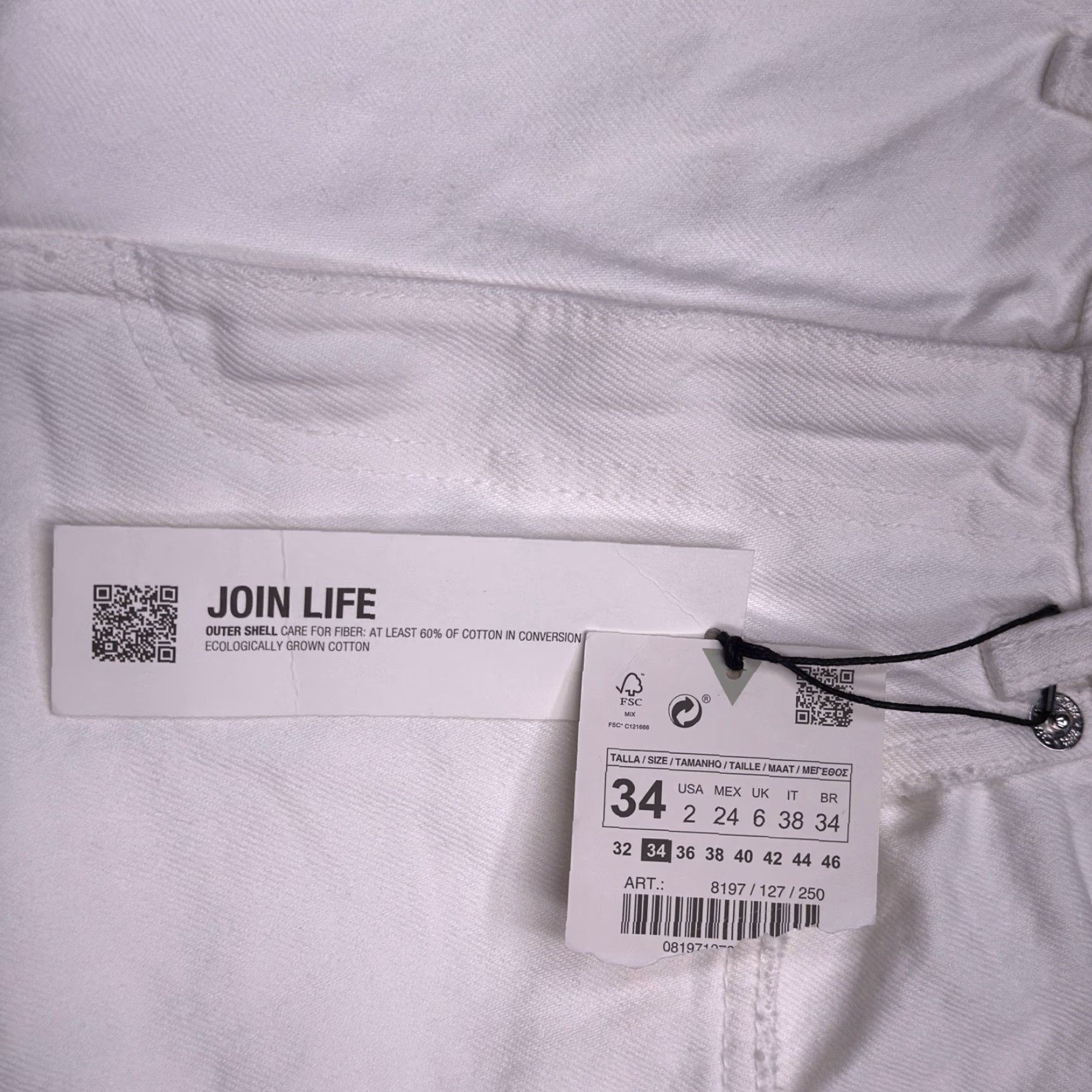 Zara Zara Jeans Womens 2 White Wide-Leg High Rise 32.5in Inseam Distressed 5-Pocket Denim Bohemian City Shirt? Size 26" / US 2 / IT 38 - 5 Thumbnail