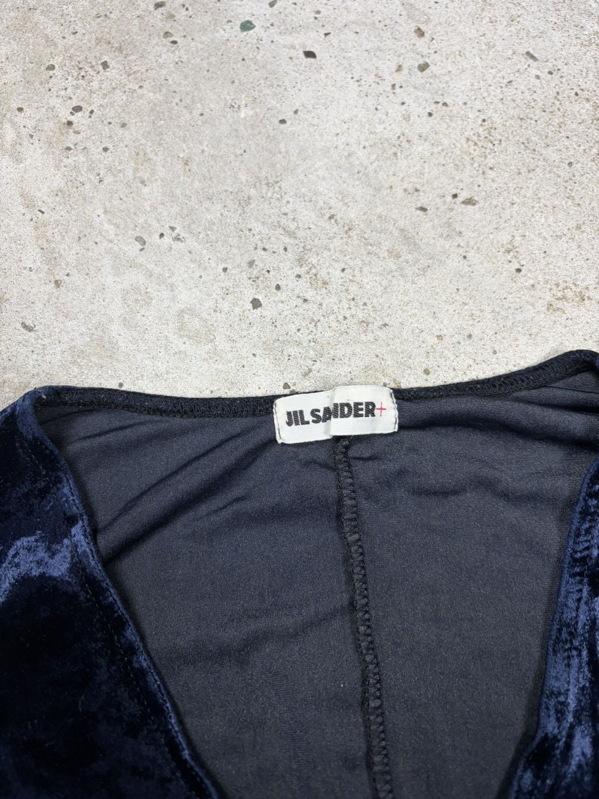 Jil Sander Vintage 90s Jil Sander + Navy Velvet V Neck Body Top Size M / US 6-8 / IT 42-44 - 8 Thumbnail