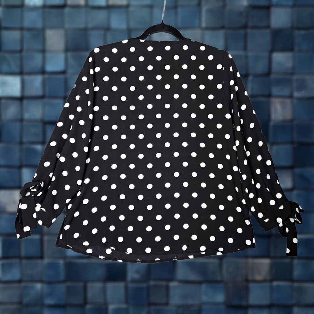 Vintage Cece Black White Polka Dot Tie Sleeve V-Neck Casual Blouse XS Women Size XS / US 0-2 / IT 36-38 - 1 Thumbnail