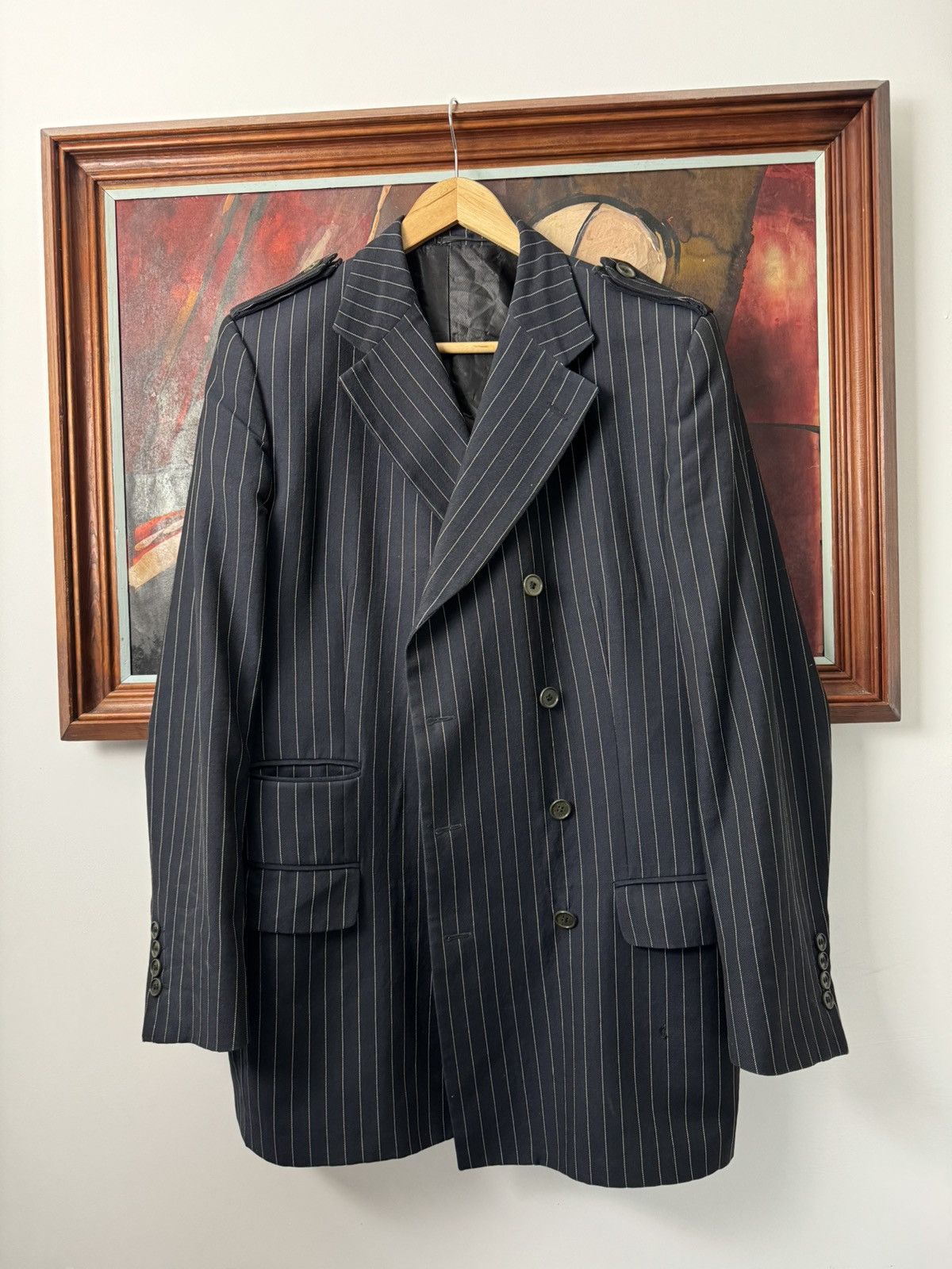 Gucci Gucci Navy Pin-stripe Blazer Vintage Casual Designer Rare Size 50R - 2 Thumbnail