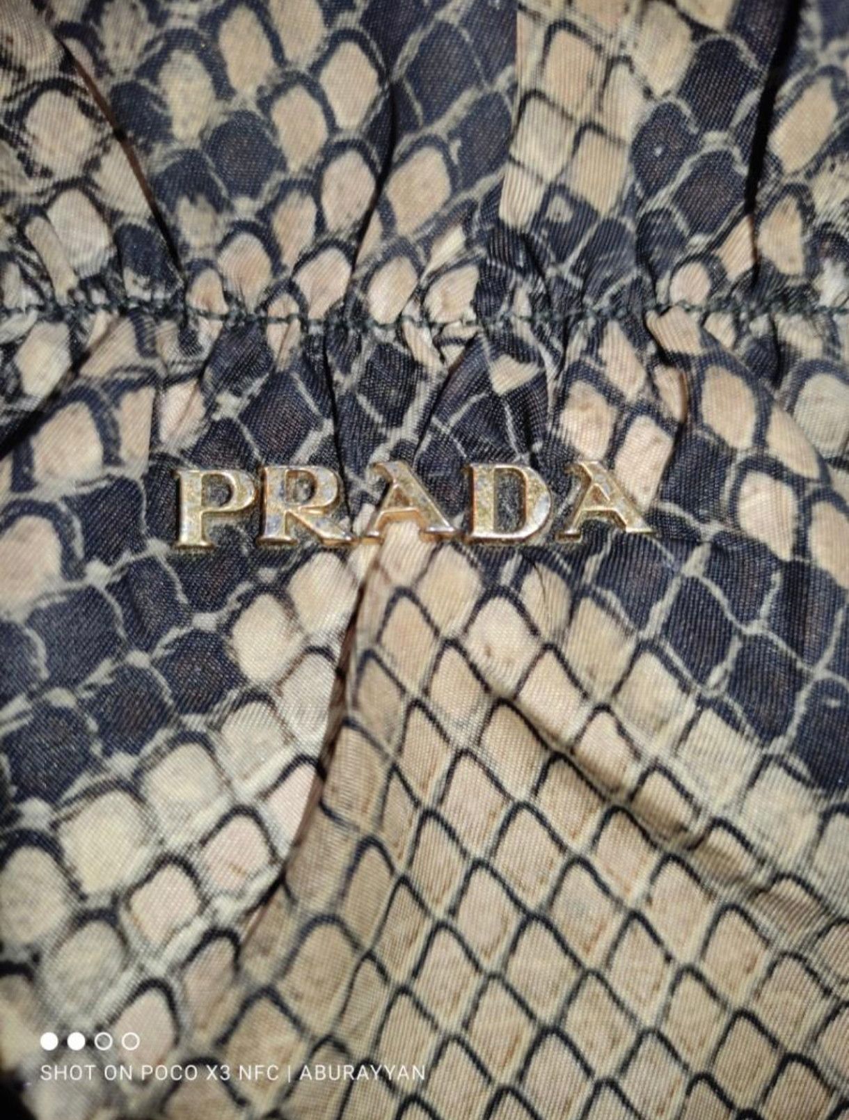 Prada Prada Black Green Python Print Nylon St. Pitone Hobo Size ONE SIZE - 2 Thumbnail