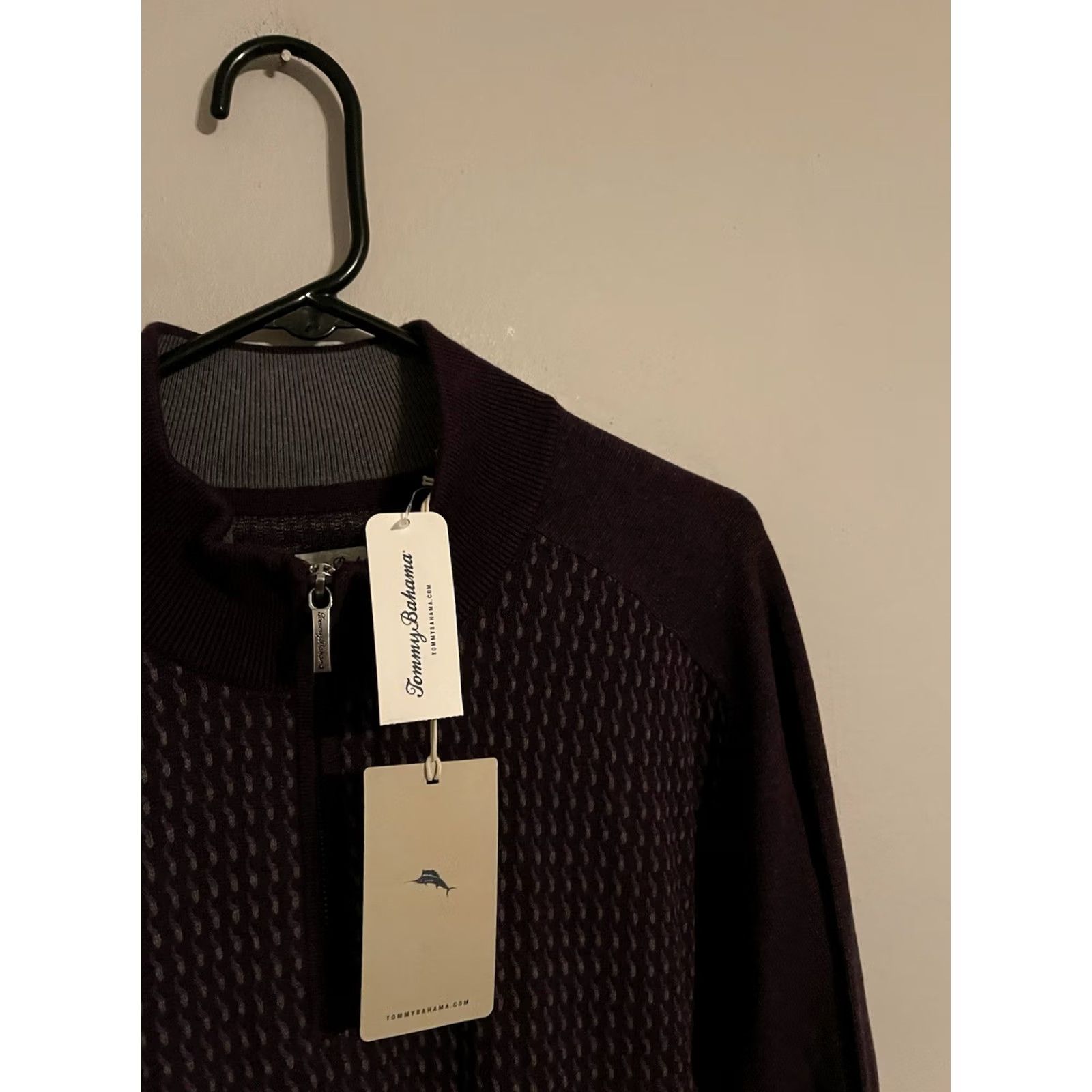 Tommy Bahama Tommy Bahama Coastal Shores Sweater Jacket Half Zip Purple Men's XLarge New! Size US XL / EU 56 / 4 - 2 Thumbnail