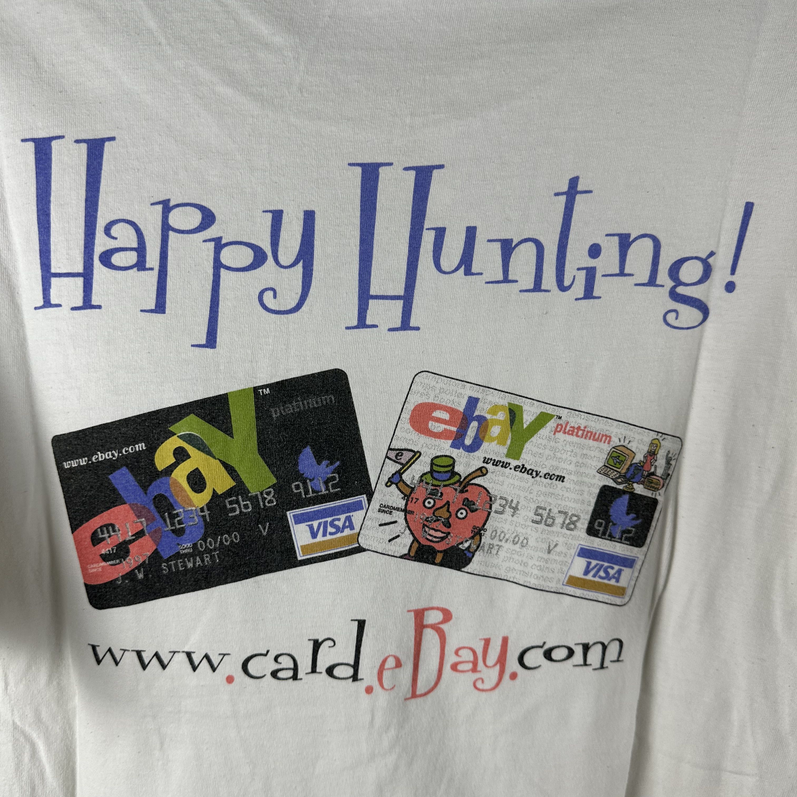 Vintage ​​​​Vintage 90s Ebay Card Happy Hunting Promo T-shirt Size US XL / EU 56 / 4 - 4 Thumbnail
