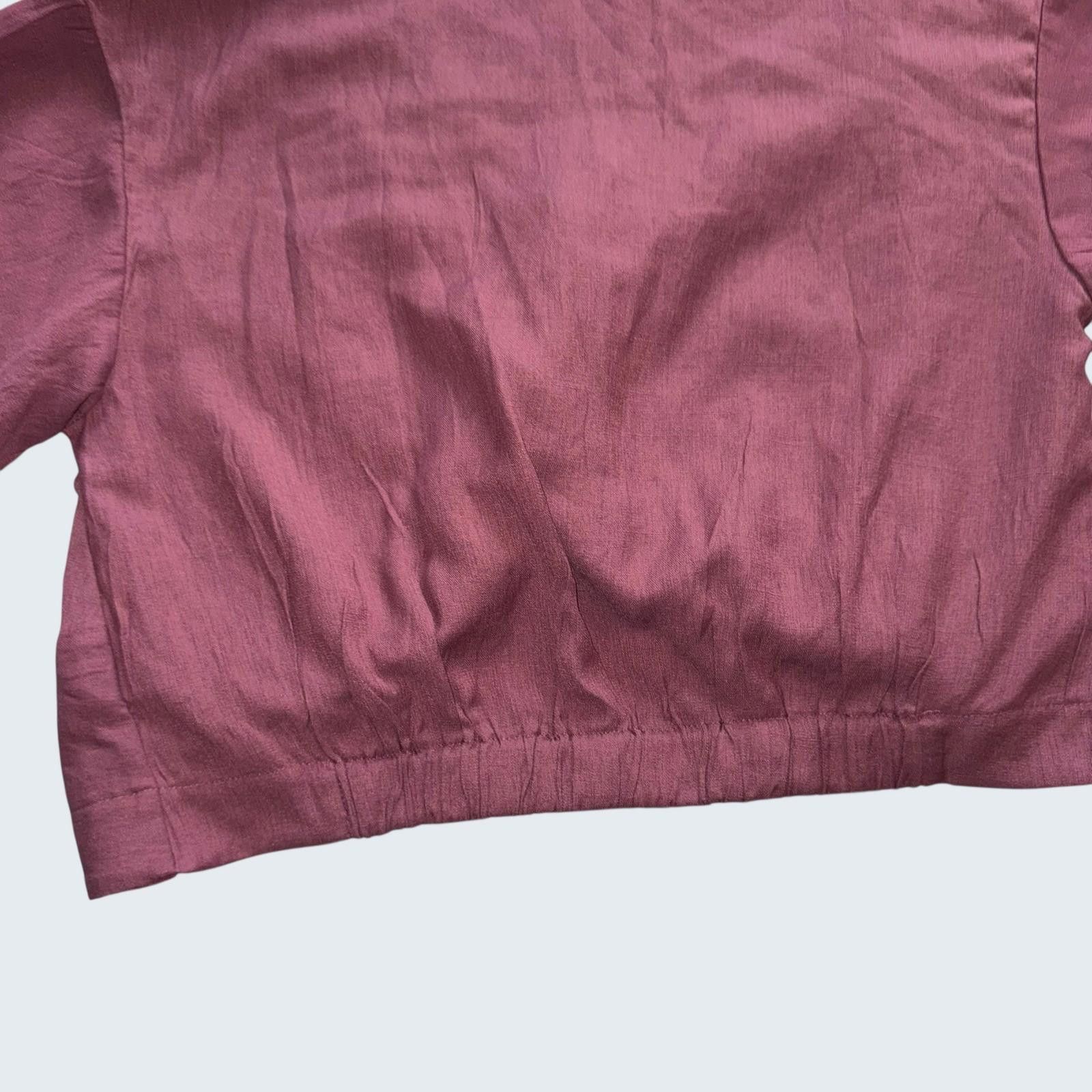 Other Timing Women Burgundy Twist Front Crop Top Flutter Sleeve L Size L / US 10 / IT 46 - 7 Thumbnail
