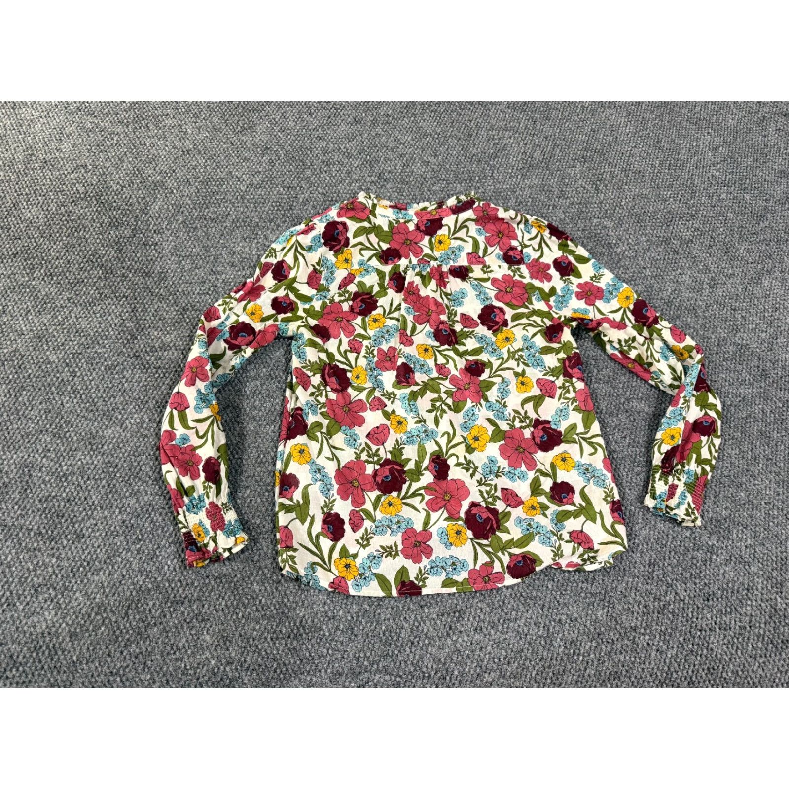 Talbots Talbots Blouse Womens Petites Large White Multicolor Floral Long Sleeve Button Front Size L / US 10 / IT 46 - 7 Thumbnail
