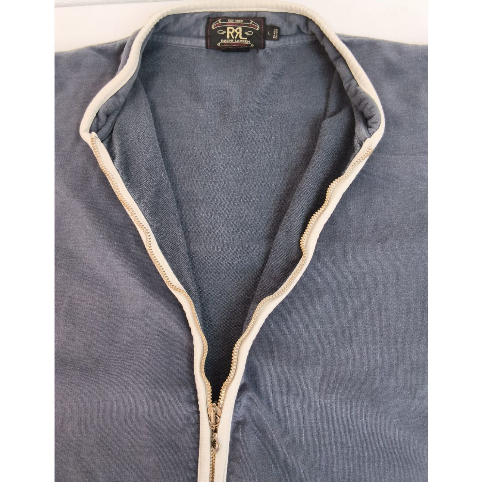 Ralph Lauren RRL Ralph Lauren Zip Sweatshirt Women's L Blue/White Cotton Size L / US 10 / IT 46 - 6 Thumbnail