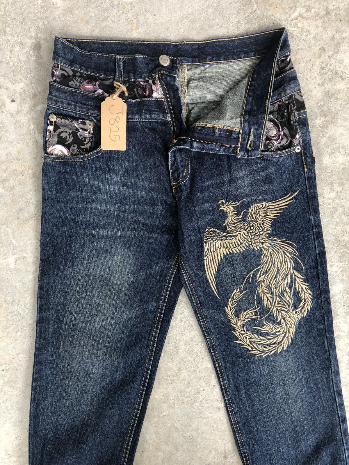 Japanese Brand Japanese Phoenix Embroidered Jeans Double Waist Jeans Size US 32 / EU 48 - 4 Thumbnail