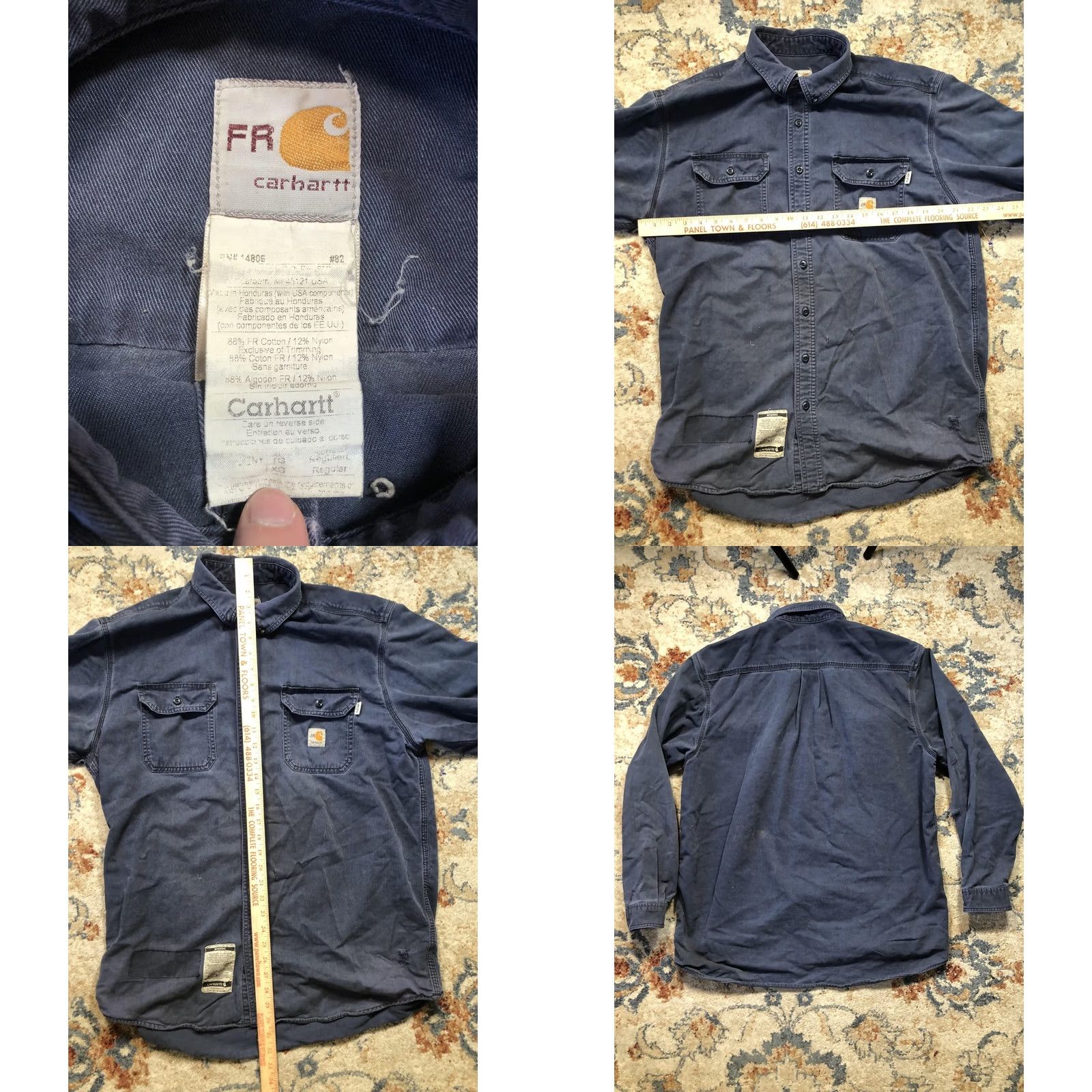 Carhartt Carhartt FR Shirt Mens XL Flame Resistant Button-Up Long Sleeve Blue Twill Cotton Nylon Workwear with Pockets Size US XL / EU 56 / 4 - 8 Thumbnail