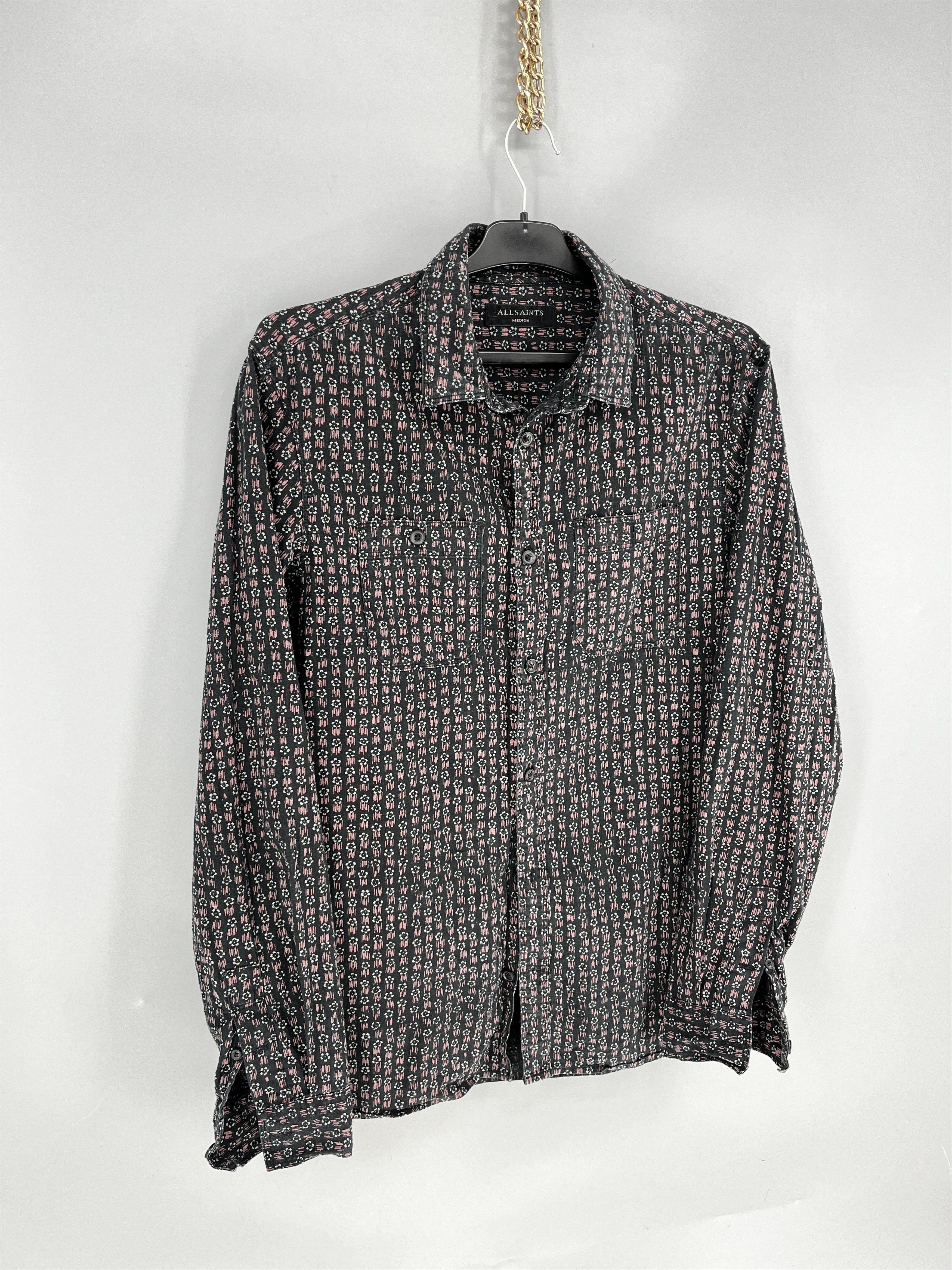Allsaints AllSaints Gray Button Up Floral Geometric All Over Print Size US M / EU 48-50 / 2 - 2 Thumbnail