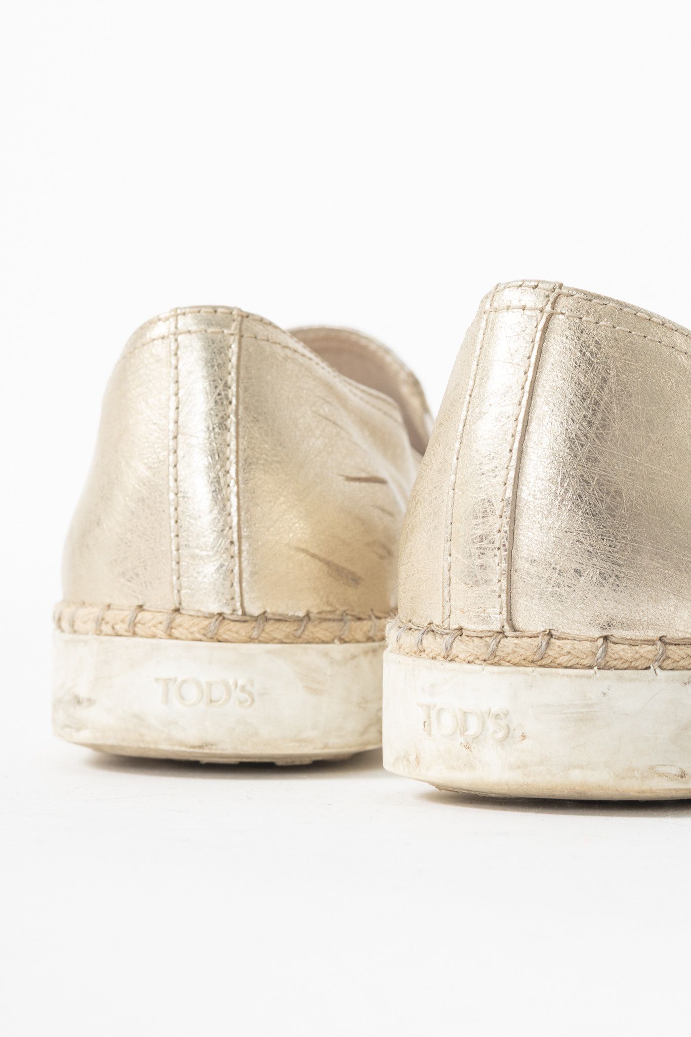 Tod's Tod's SS18 Metallic Gold Leather Espadrille Slip-On Sneakers Size US 7.5 / IT 37.5 - 8 Thumbnail
