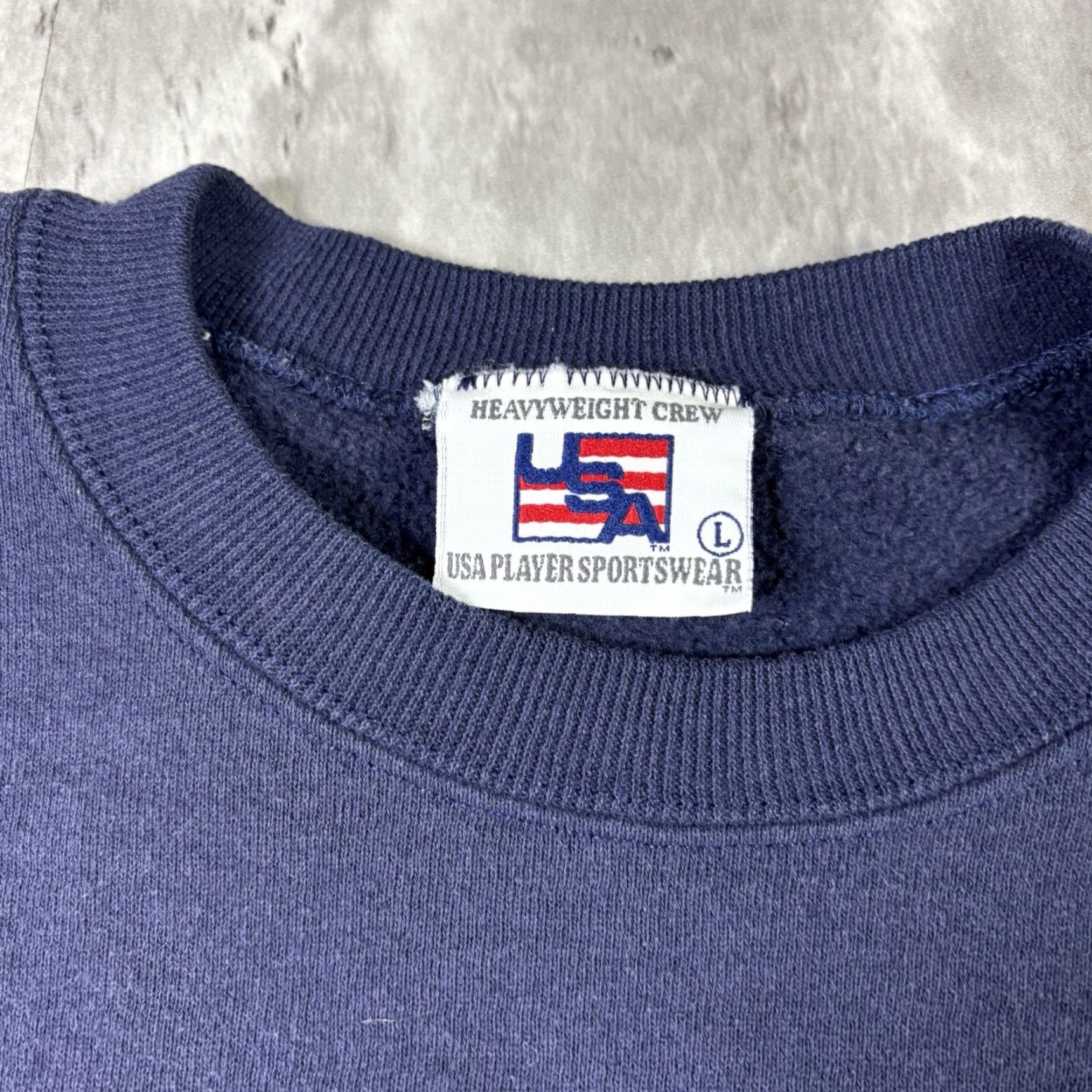 Logo 7 VINTAGE Lasalle University Embroidered Logo Pullover Crewneck Sweatshirt L Blue 90s Mens Sweatshirt Size US L / EU 52-54 / 3 - 5 Thumbnail