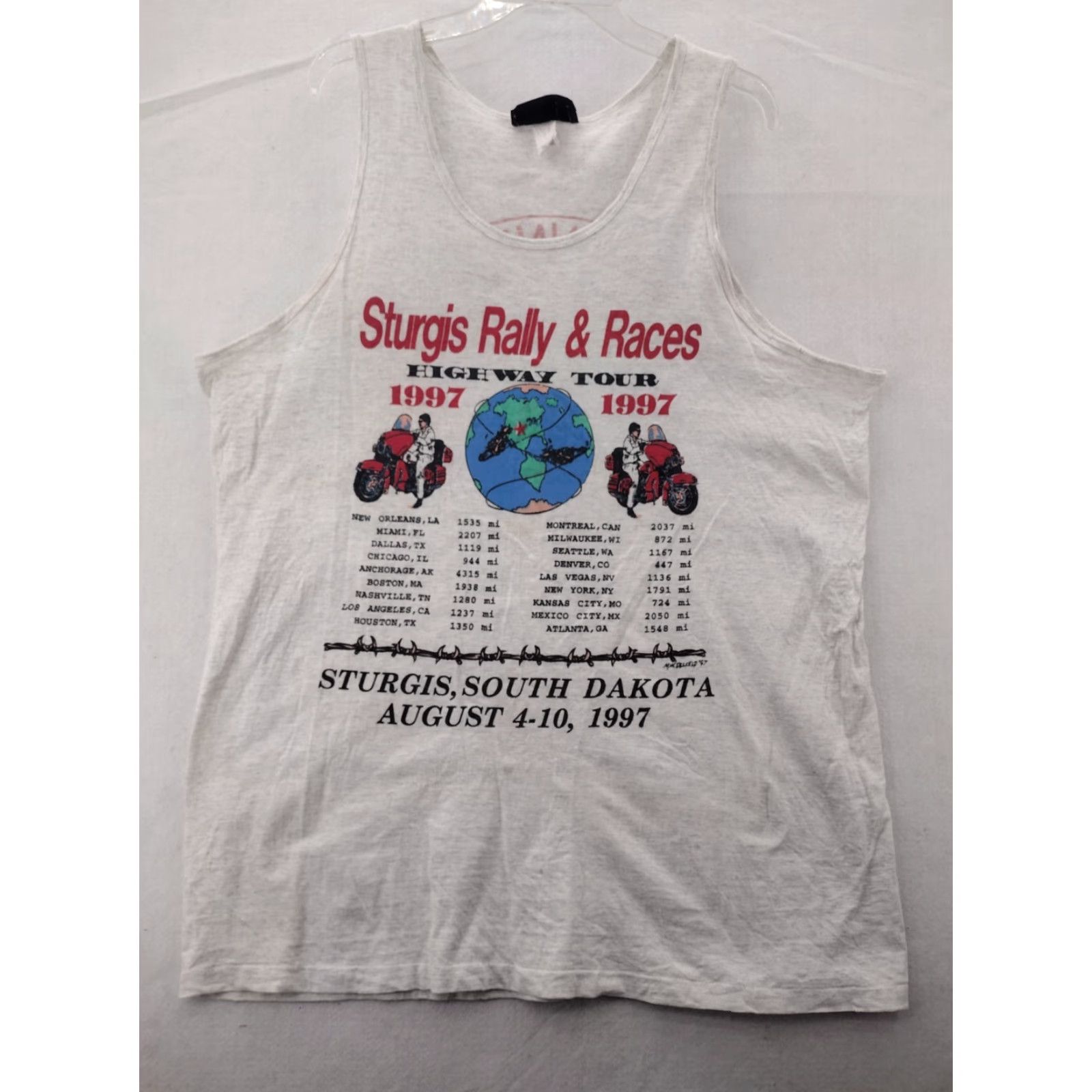 Vintage VINTAGE Sturgis 97 Sturgis Highway Tour Tank Top T-Shirt Mens 2XL White USA Biker 90s Shirt Tank Top Size US XXL / EU 58 / 5 - 2 Thumbnail
