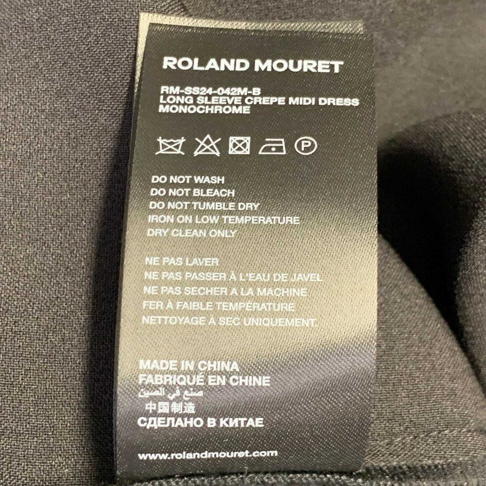 Roland Mouret 10 Monochrome Black White Polyester Blend Long Sleeve Midi Size L / US 10 / IT 46 - 10 Thumbnail