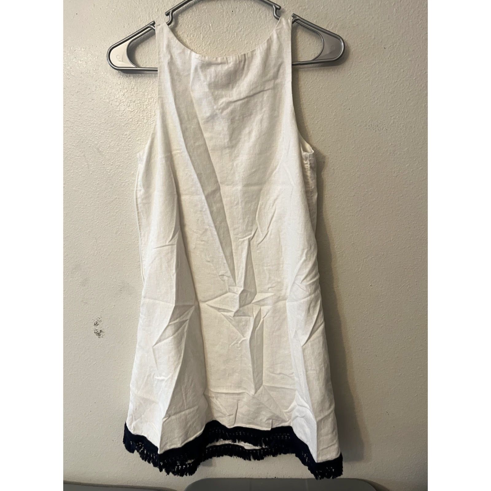 Vineyard Vines Vineyard Vines White High Neck Dress Size 0 Linen Blend Sleeveless Shift Fringe A-Line/Cotton/Linen Casual Party/Cocktail Travel Womens Size XS / US 0-2 / IT 36-38 - 3 Thumbnail