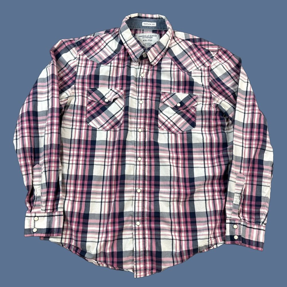 American Eagle Outfitters American Eagle Western Shirt Mens 2XL Plaid Vintage Fit Pearl Snap Cowboy Size US XXL / EU 58 / 5 - 1 Thumbnail