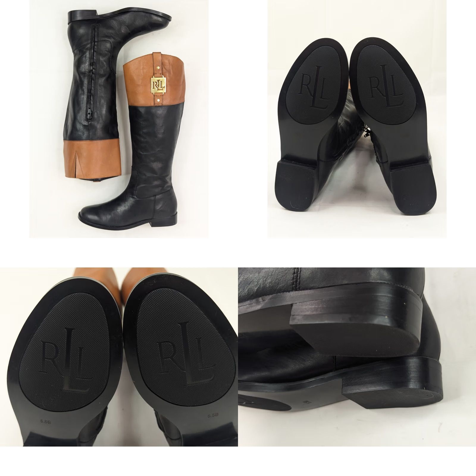 Ralph Lauren Ralph Lauren Jaden Riding Boots Women 5.5B Black Brown Leather Equestrian - EUC Size US 6 / IT 36 - 9 Thumbnail