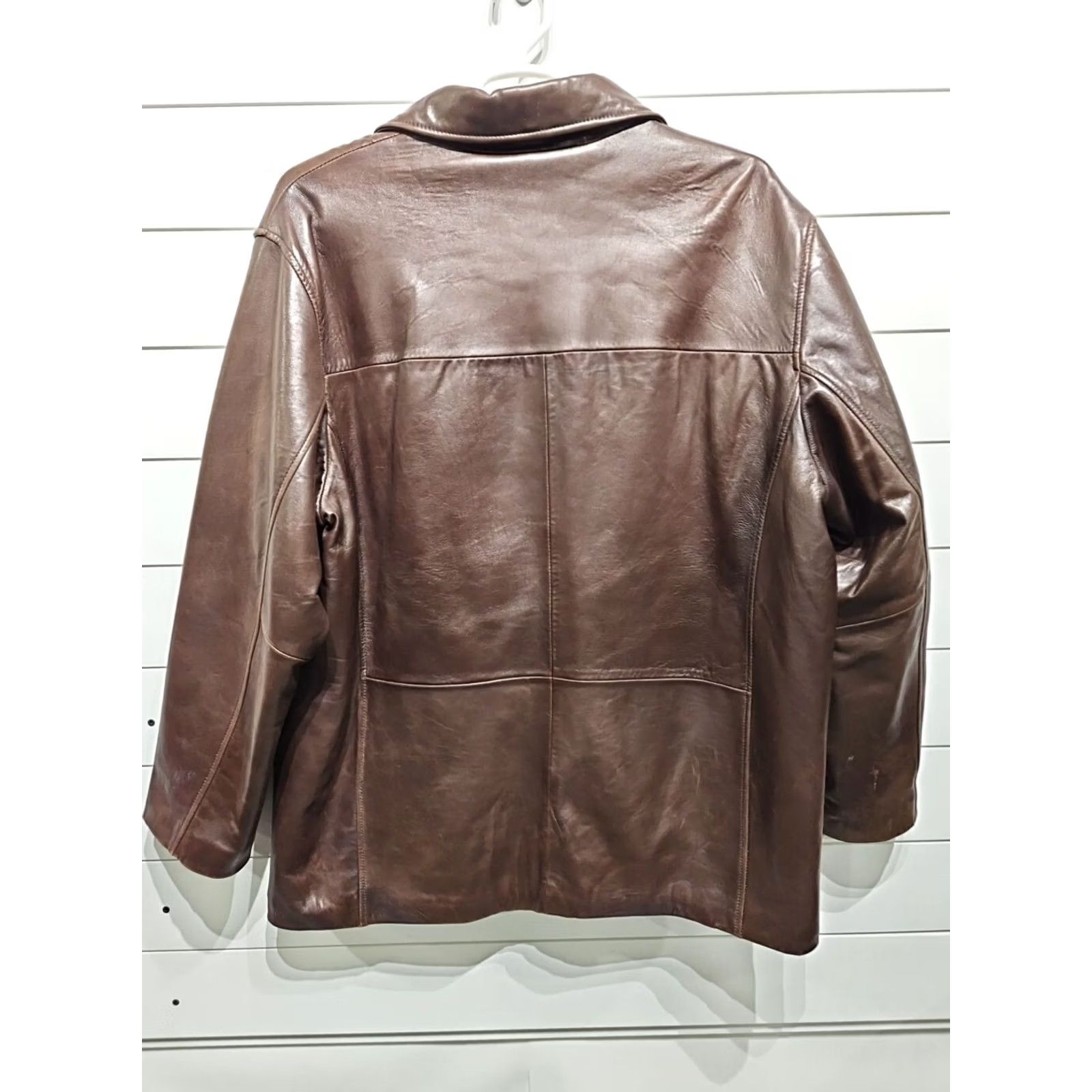Calvin Klein VTG Calvin Klein Leather Long Jacket Coat Mens XL 4 Button Brown Leather Blazer Vintage Parka Short Shoulder 22" Mapprox Mens Size US XL / EU 56 / 4 - 6 Thumbnail