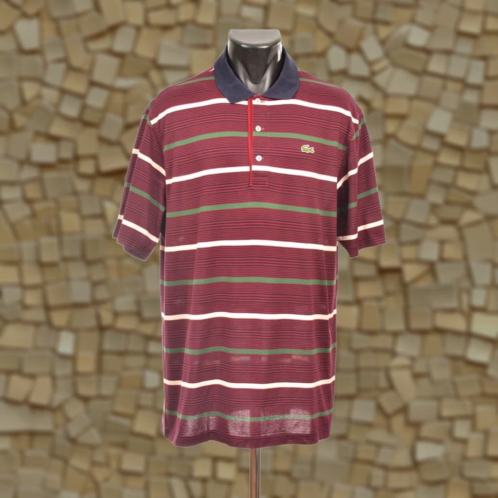 Lacoste VINTAGE Lacoste Polo Shirt Men Size 6 Burgundy Striped 5191L Red Short Sleeve Polo Shirt Mens Size US S / EU 44-46 / 1 - 1 Thumbnail