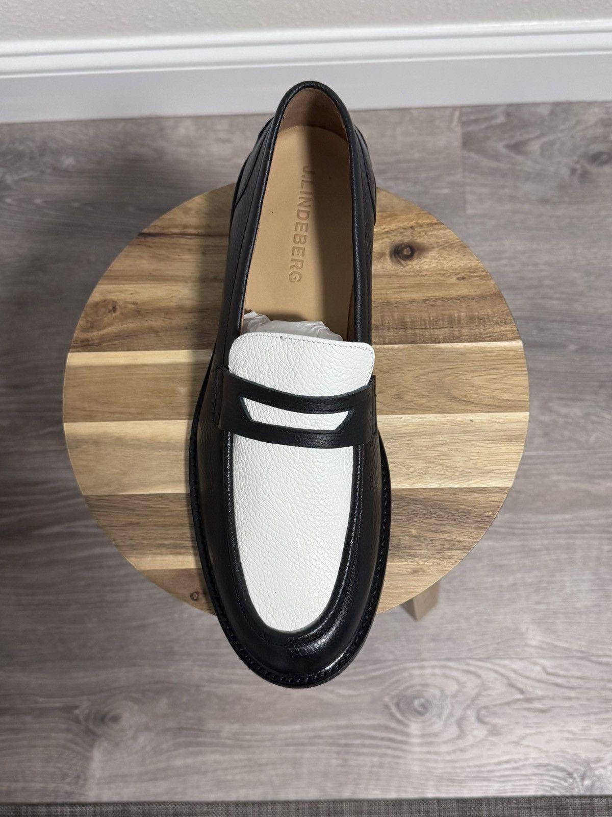 J.Lindeberg J.Lindeberg Dean Black White Leather Penny Loafers Size US 12 / EU 45 - 5 Thumbnail