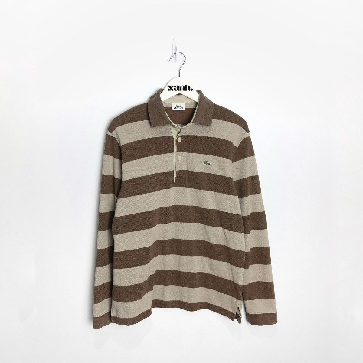 Lacoste × Vintage Vintage Lacoste Brown Polo Stripped Long Sleeve Shirt Size US S / EU 44-46 / 1 - 1 Thumbnail