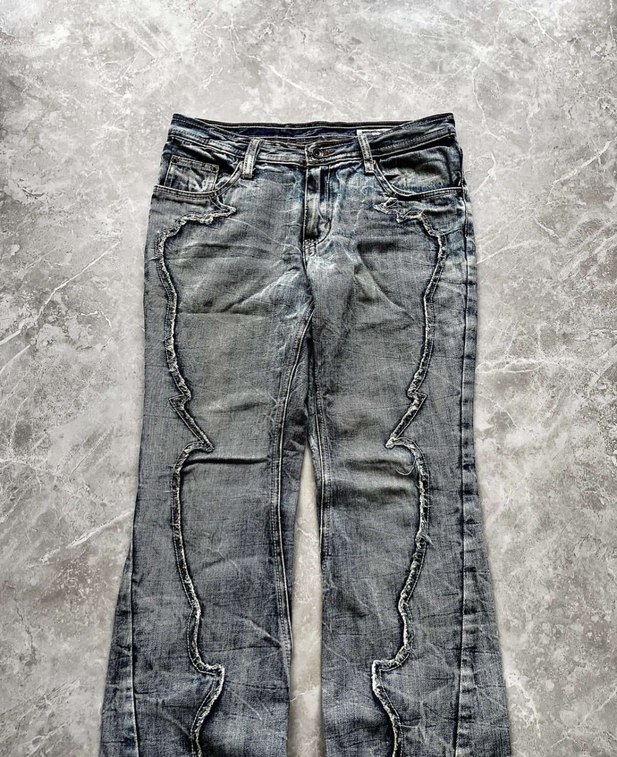 semanticdesign SEMANTIC DESIGN TRIBAL PANELLED ACID-WASH JEANS Size US 29 - 3 Thumbnail