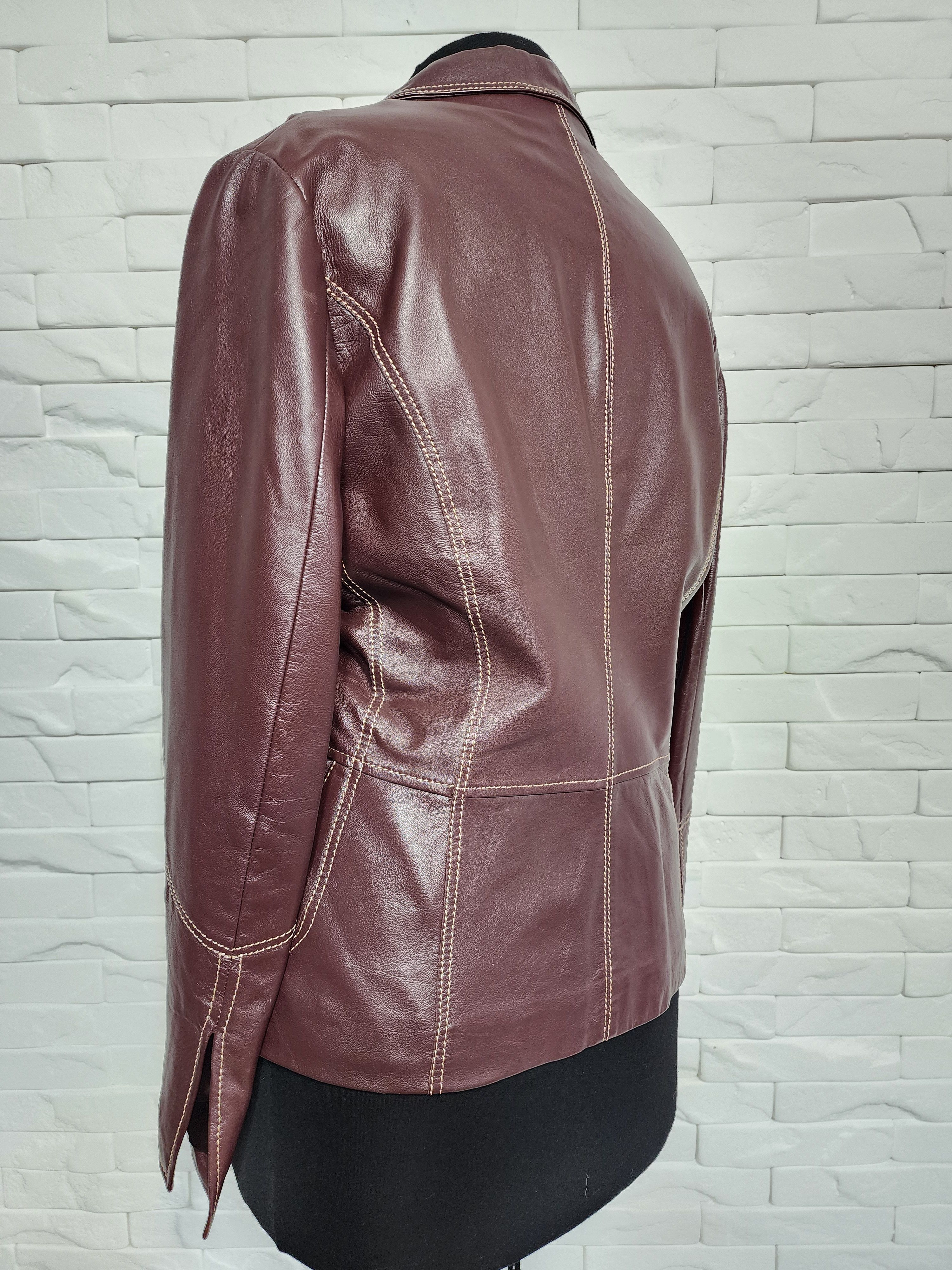 Other Brown Leather Jacket: Women's Button-Up with Pockets Size L / US 10 / IT 46 - 6 Thumbnail