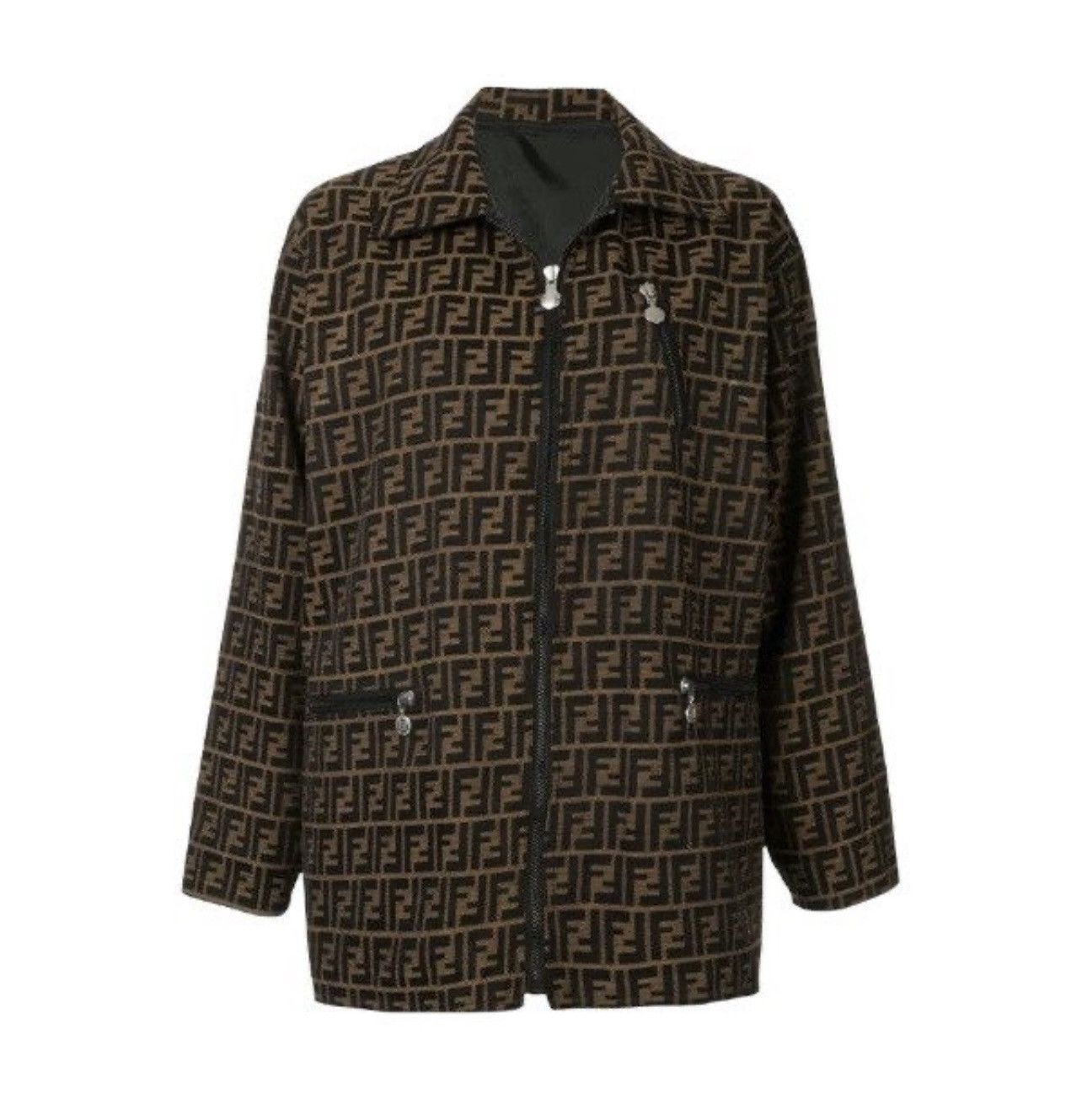 Fendi 🔥VINTAGE FENDI ROMA ZUCCA MONOGRAM PATTERN REVERSIBLE JACKET Size US L / EU 52-54 / 3 - 19 Thumbnail