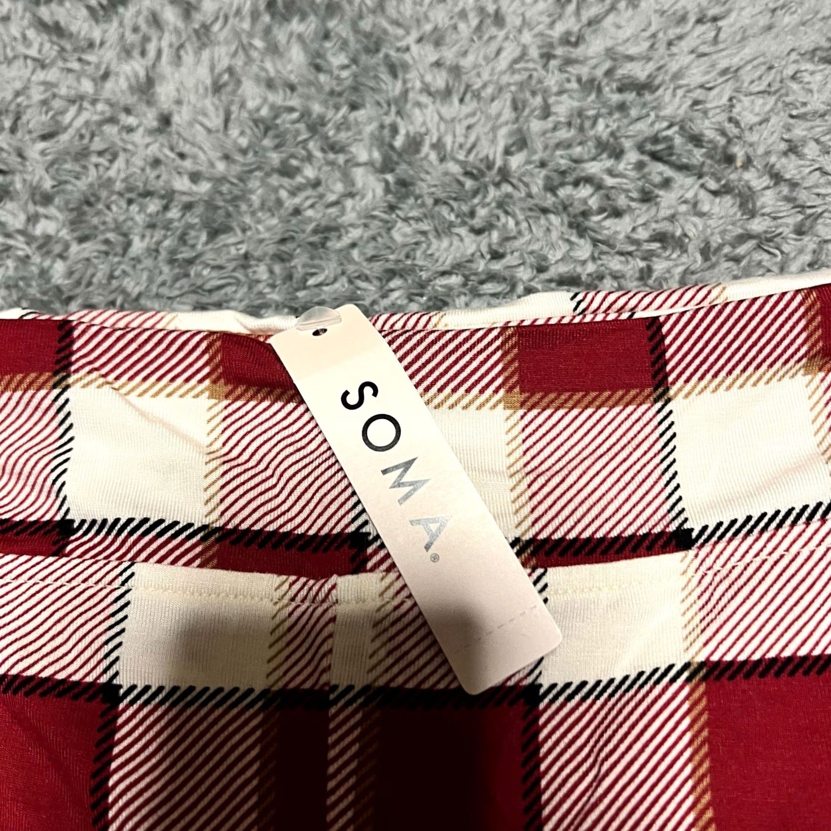 Vintage Soma Pajama Lounge Pants Womens XXL Red Plaid Stretch Sleep Pants Size 40" / US 18 - 3 Thumbnail