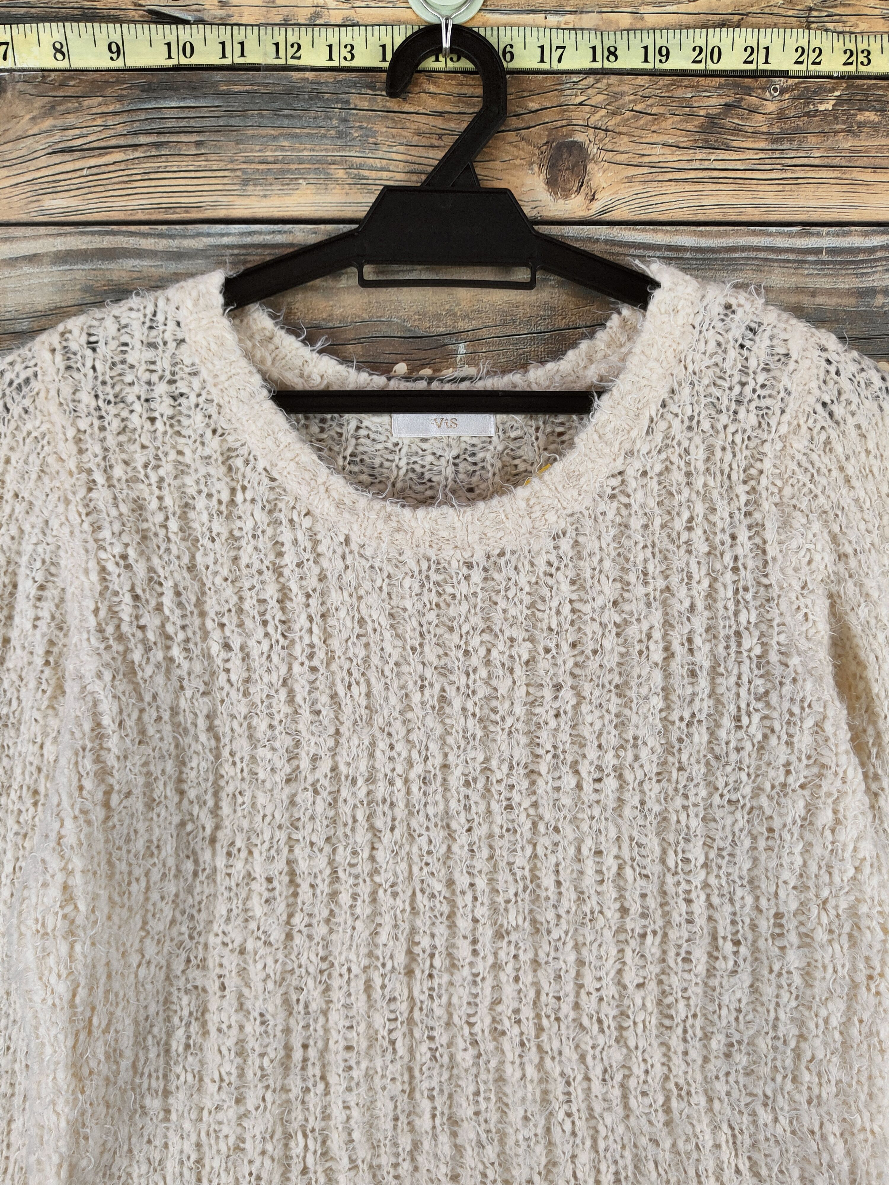 Japanese Brand DL Vis Cream Fur Mohair Knitwear #46-539 Size S / US 4 / IT 40 - 2 Thumbnail