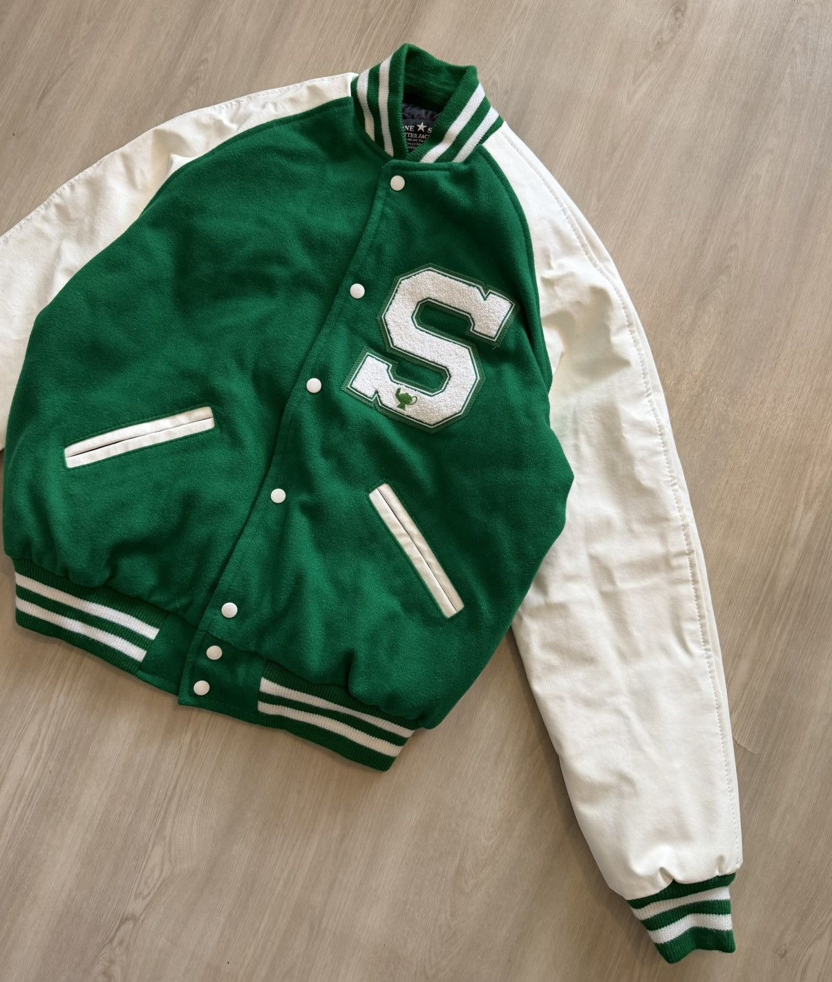 Vintage Texas Star Green Letterman Varsity Jacket Sz L Wool Size US L / EU 52-54 / 3 - 2 Thumbnail
