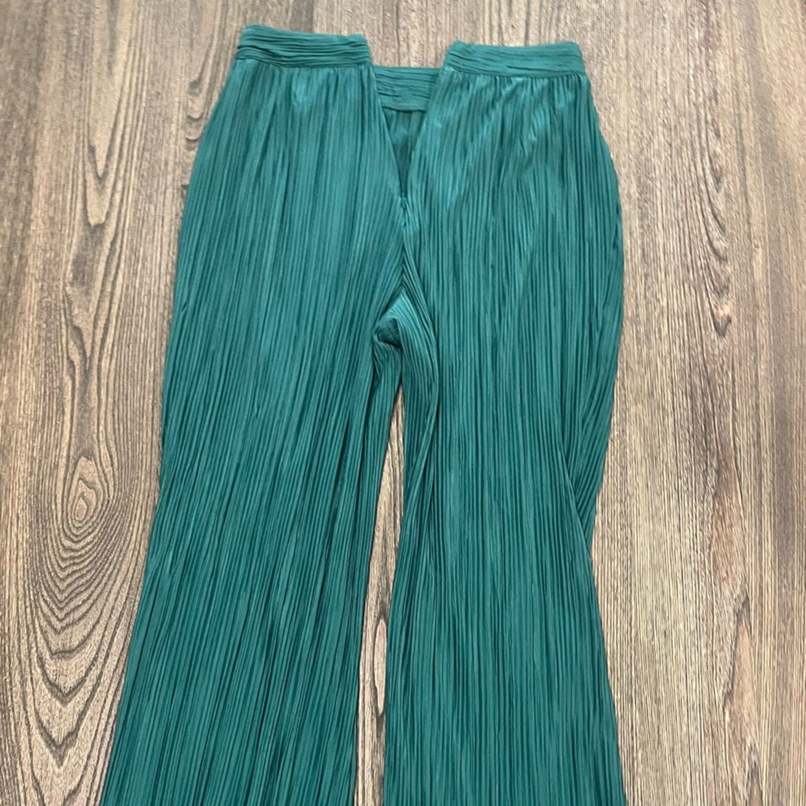 Vintage Meshki Womens Flare Pants Crinkle Pleated Slit Hem Size XS Size 24" / US 00 / IT 34 - 9 Thumbnail