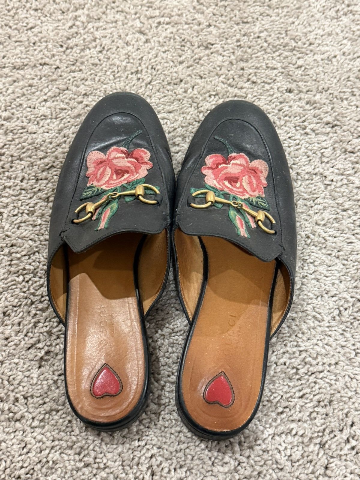 Gucci Gucci Princetown Floral Leather Flat Mules Size US 8.5 / IT 38.5 - 1 Thumbnail