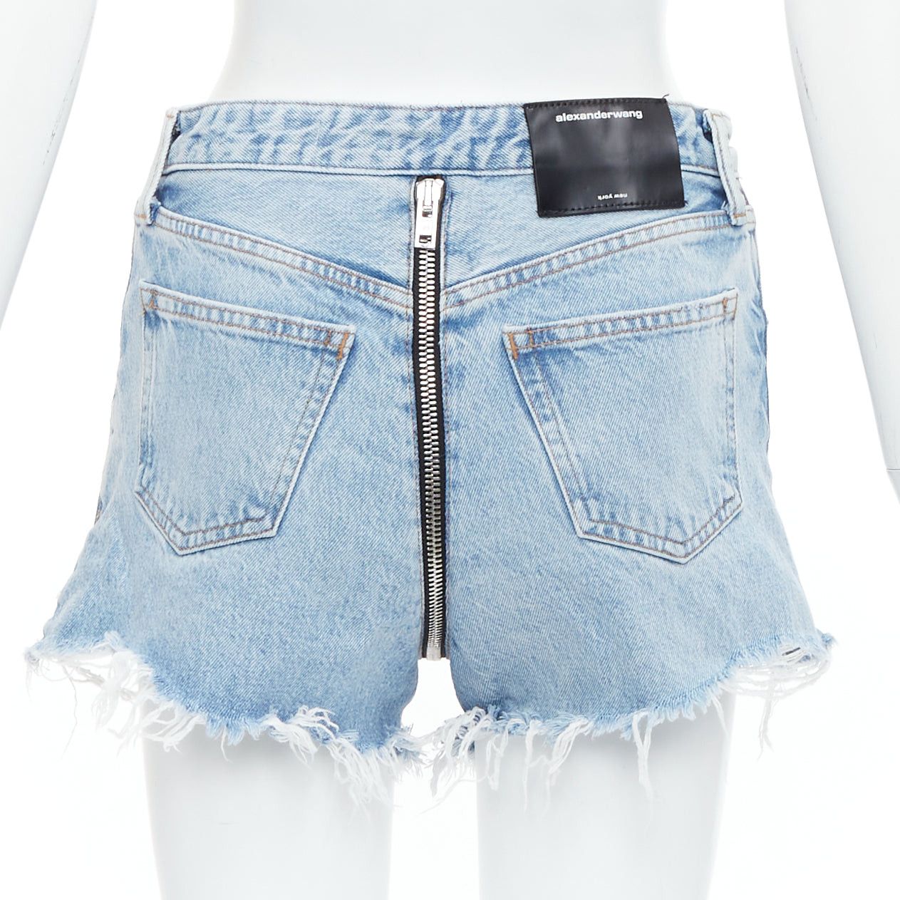 Alexander Wang ALEXANDER WANG Bite Zip blue washed denim hot pants shorts 25" Size 27" / US 4 / IT 40 - 1 Thumbnail