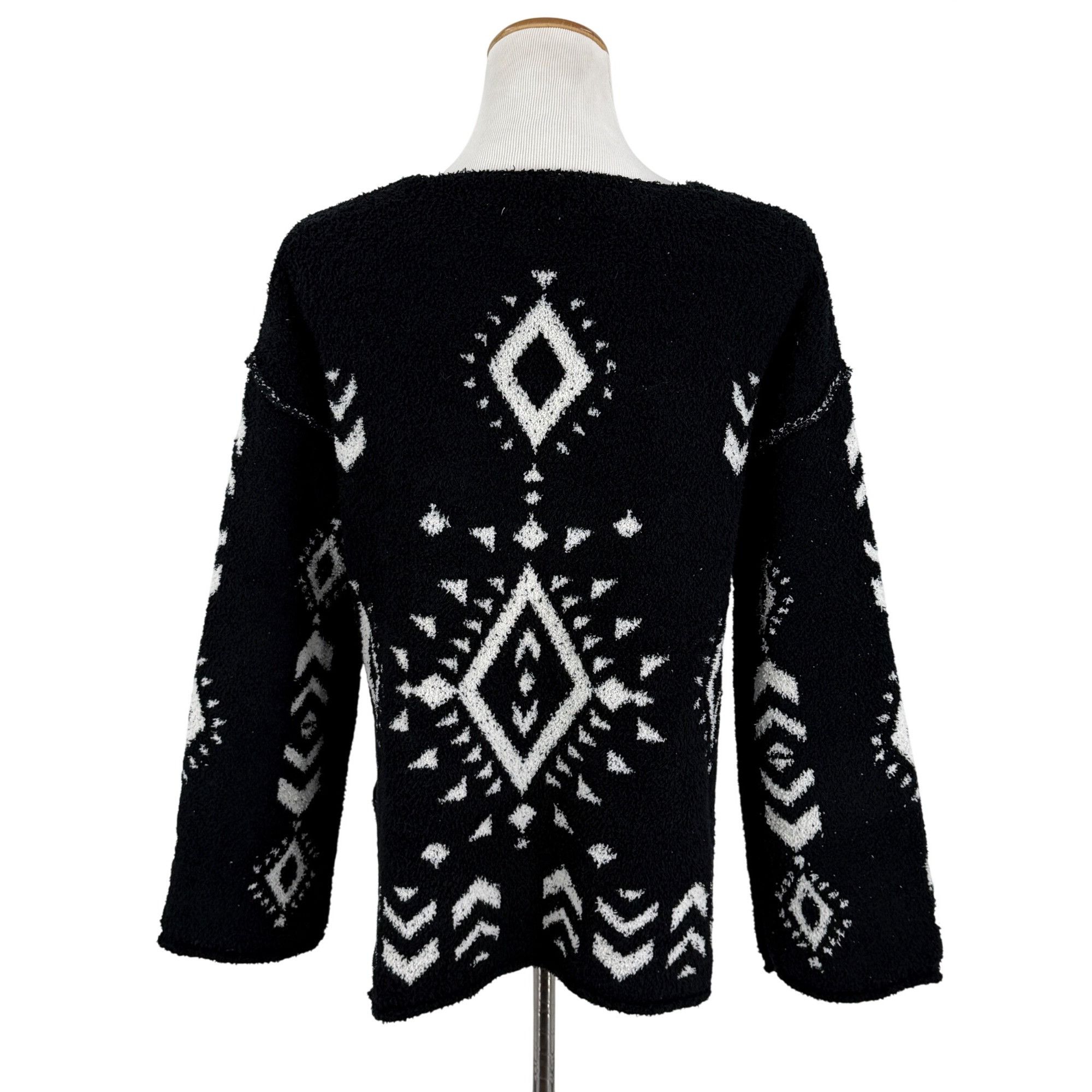 Other NWT Black White Slouchy Aztec Sweater | Boho Coastal Cowgirl Size S / US 4 / IT 40 - 8 Thumbnail