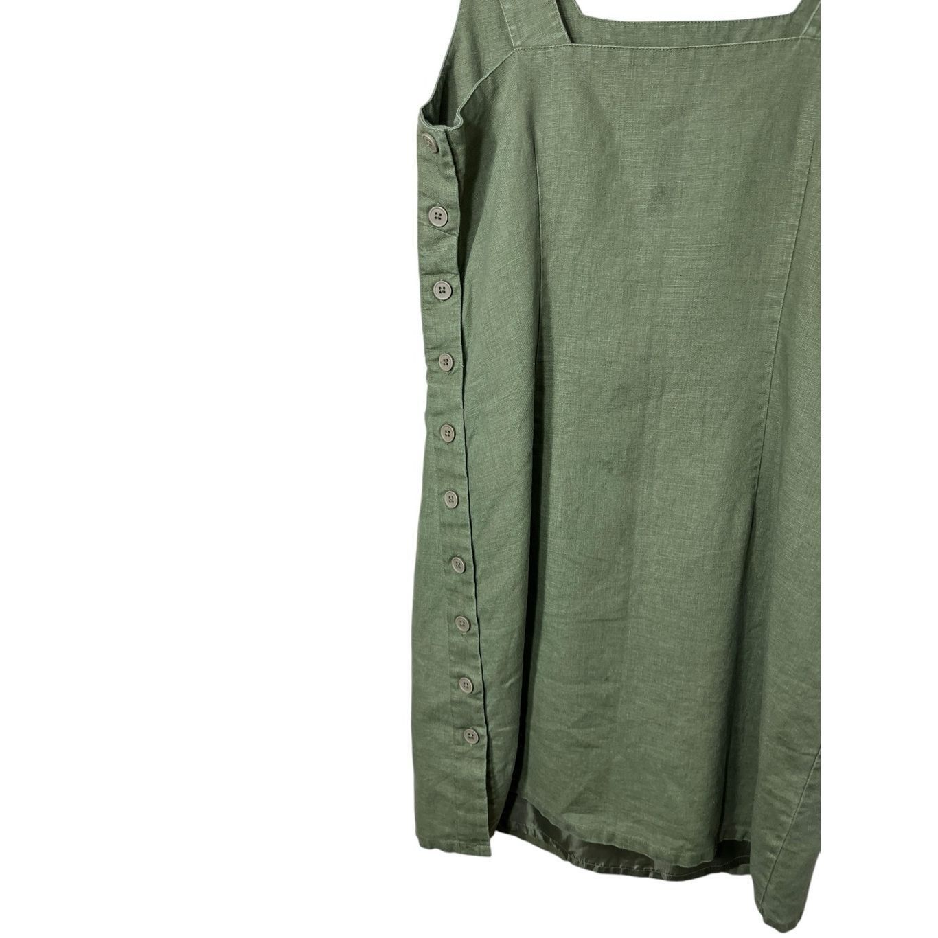 Other LA Redoute Y2K Green 100% Linen Dress Size 12 Size XL / US 12-14 / IT 48-50 - 6 Thumbnail